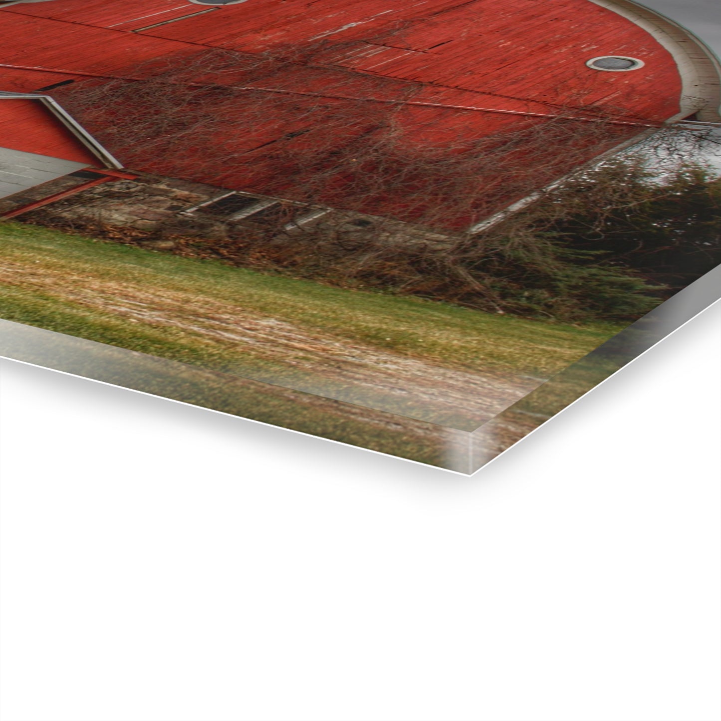 U R There Photography Slattery Road Fieldstone Red Rustic Farmhouse Acrylic Wall Print