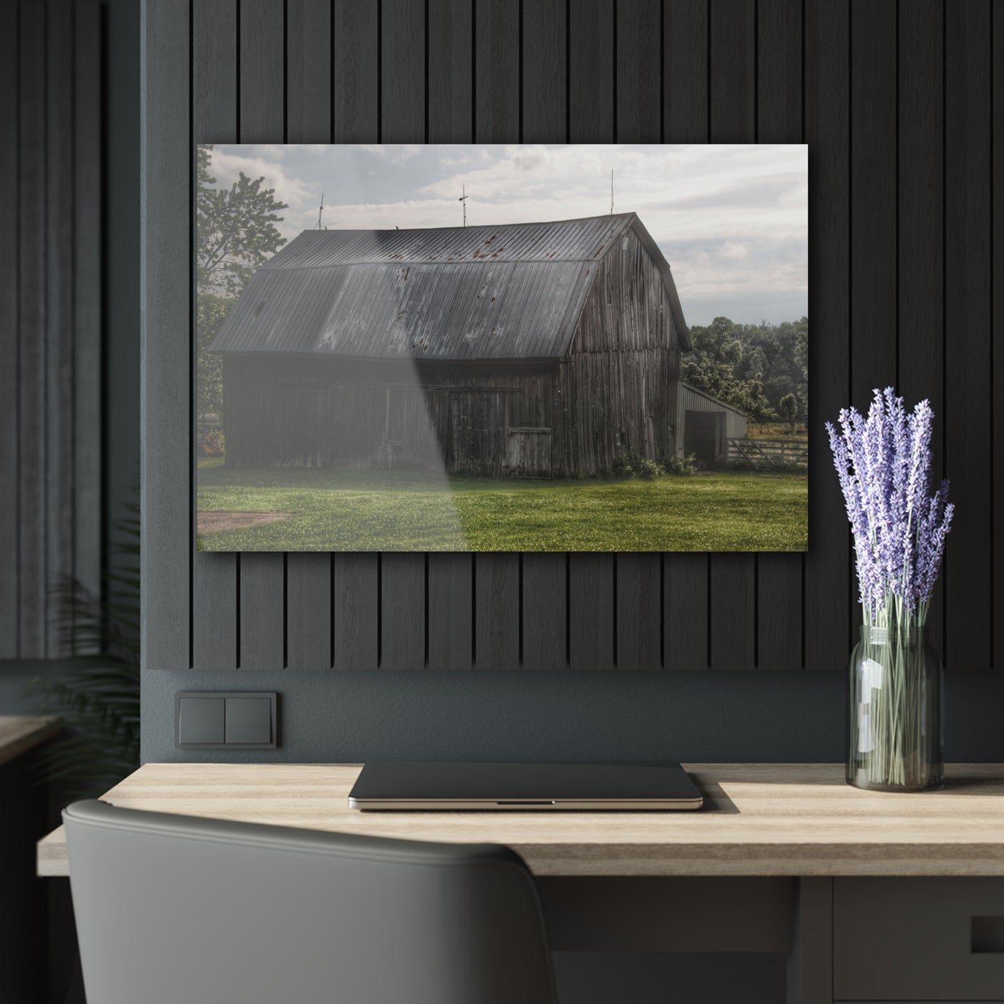 U R There Photography Rich Road Grey Rustic Farmhouse Acrylic Wall Print