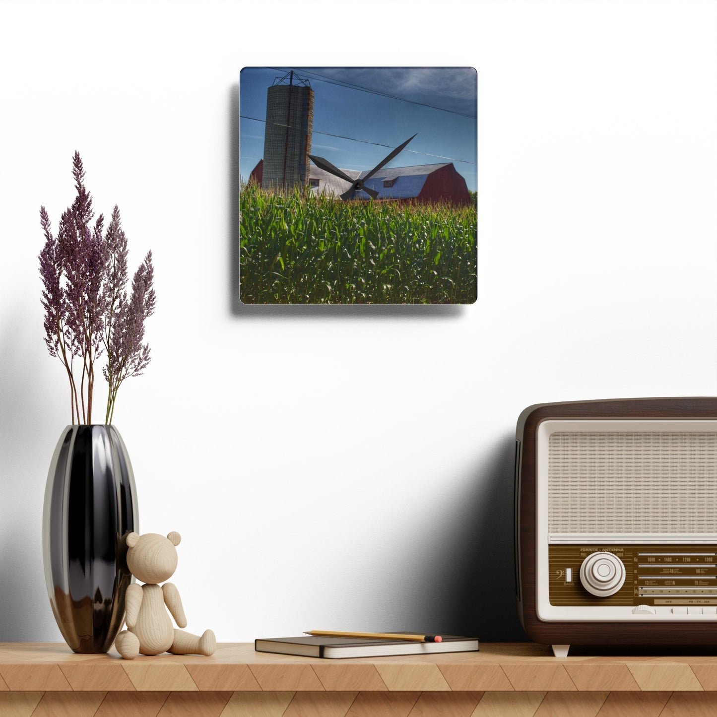 Rustic Farmhouse Wall Clock featuring Above the Corn on Tuscola Road