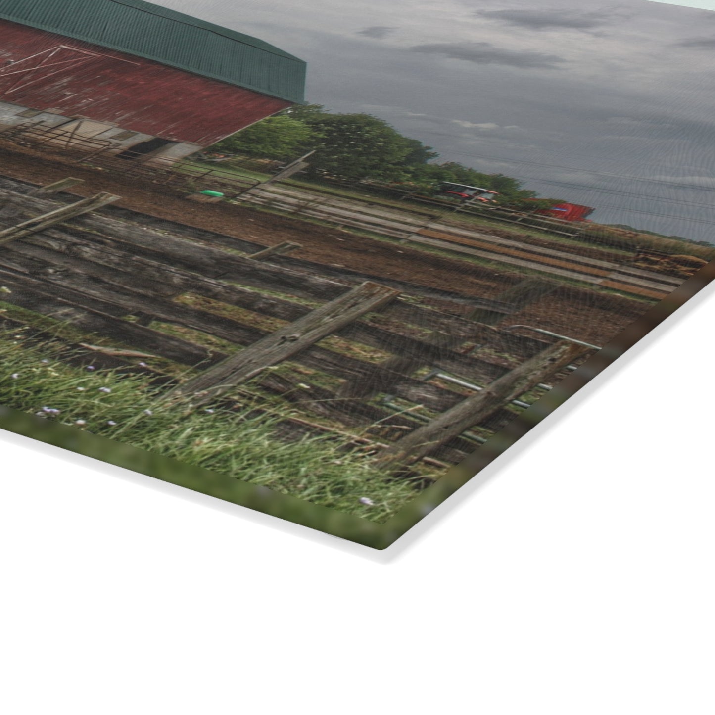 U R There Photography West Hunters Creek Road Red I Rustic Farmhouse Tempered-Glass Cutting Board