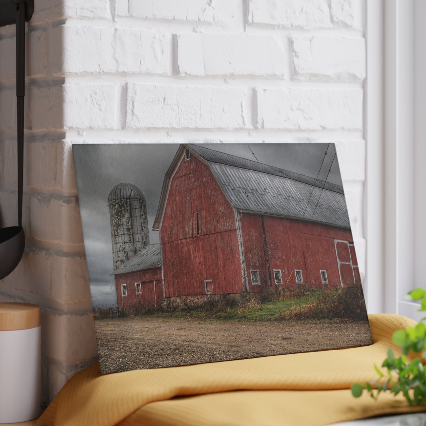 U R There Photography Stanley Road Reds Rustic Farmhouse Tempered-Glass Cutting Board