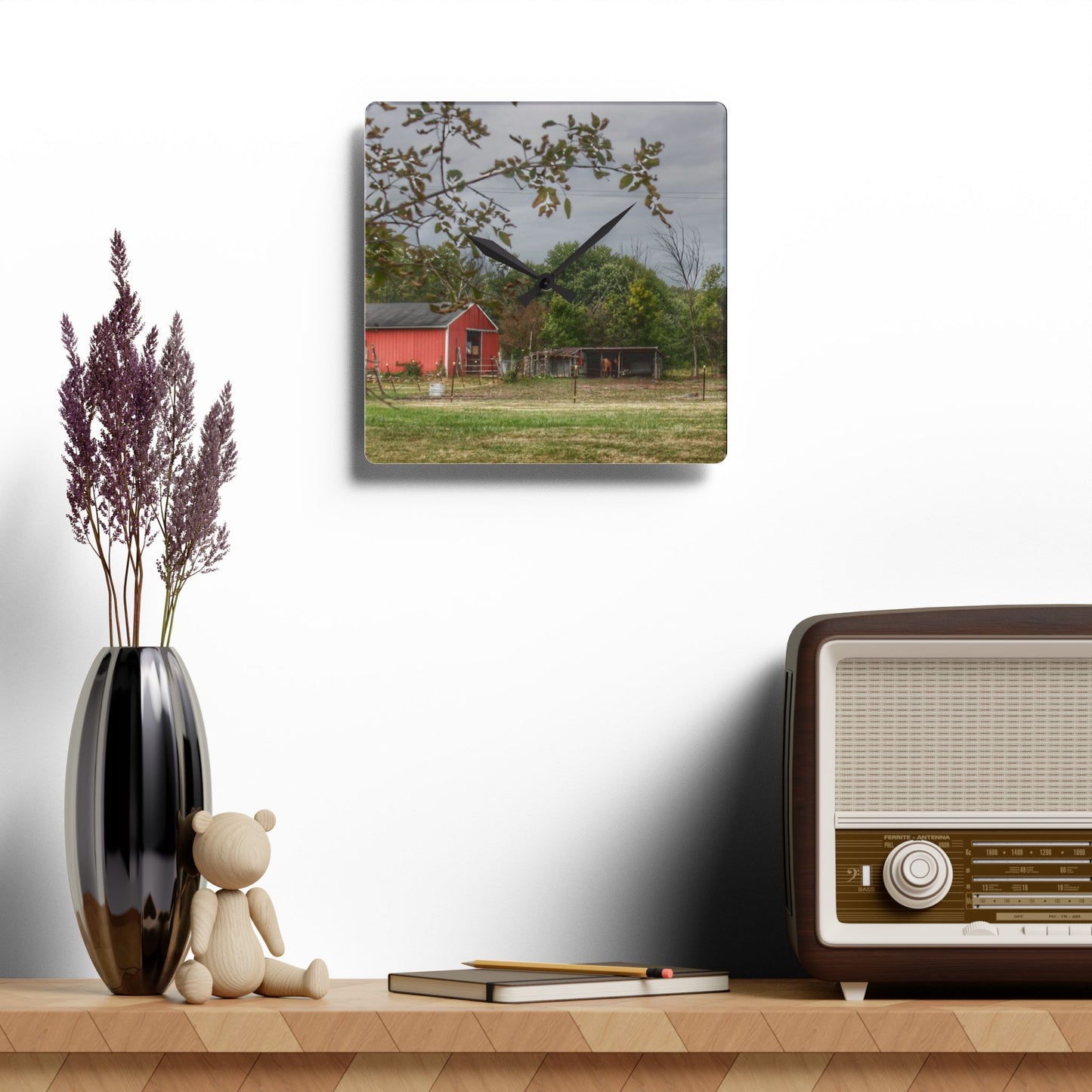 U R There Photography Petz Road Farm Rustic Farmhouse Acrylic Analog Wall Clock