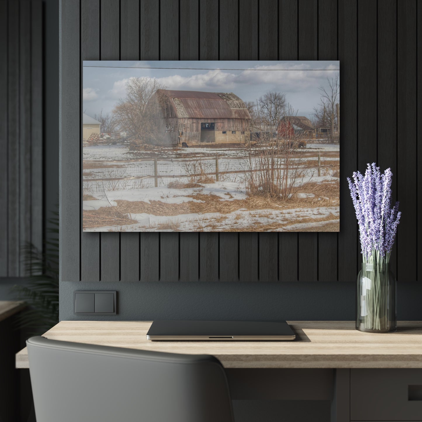 U R There Photography Babcock Road Red Rustic Farmhouse Acrylic Wall Print