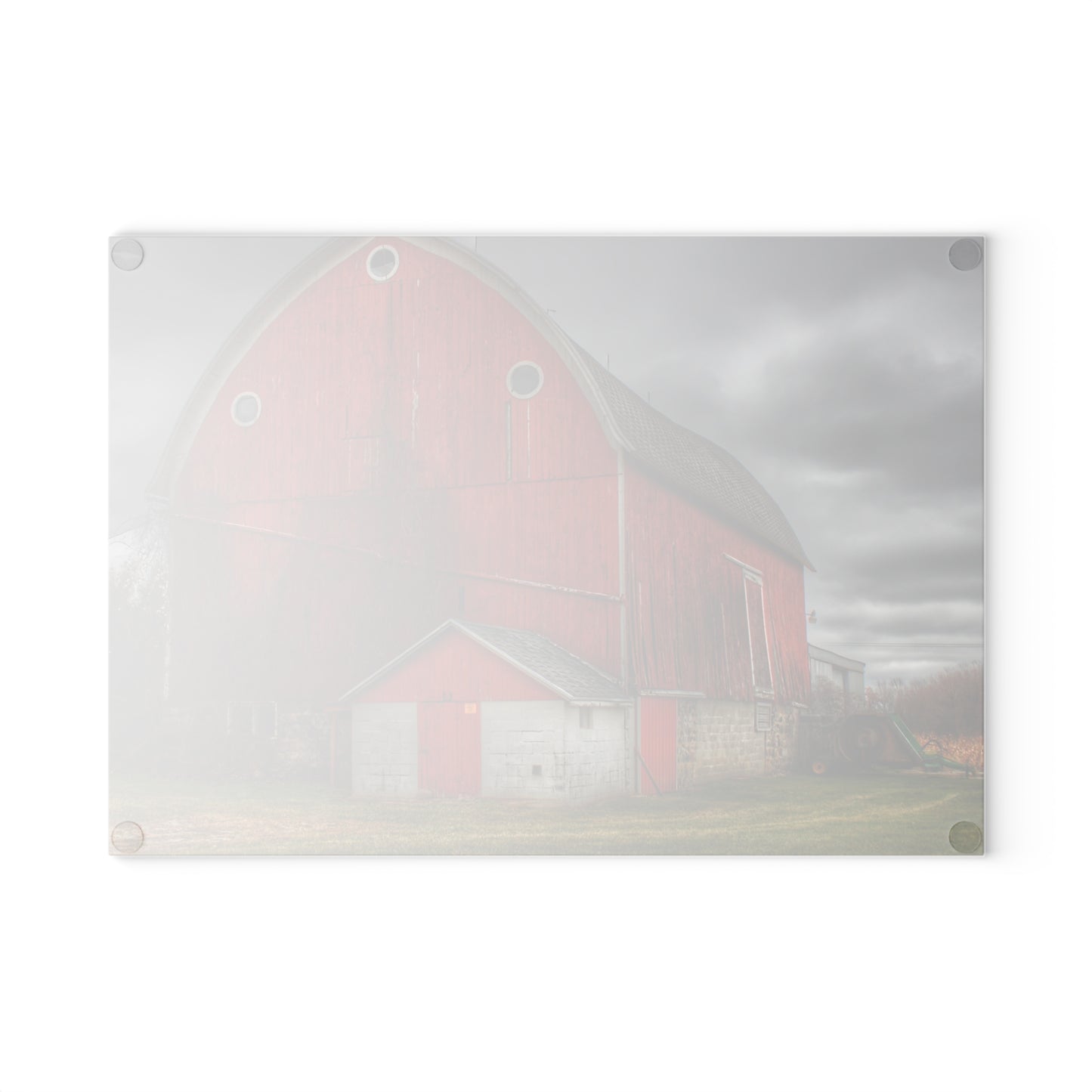 U R There Photography Slattery Road Fieldstone Red Rustic Farmhouse Tempered-Glass Cutting Board