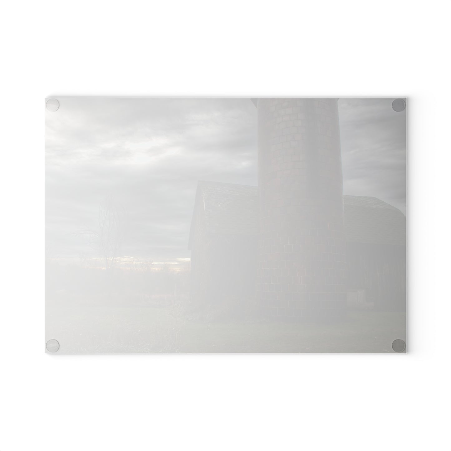 U R There Photography Pero Lake Road Grey II Rustic Farmhouse Tempered-Glass Cutting Board
