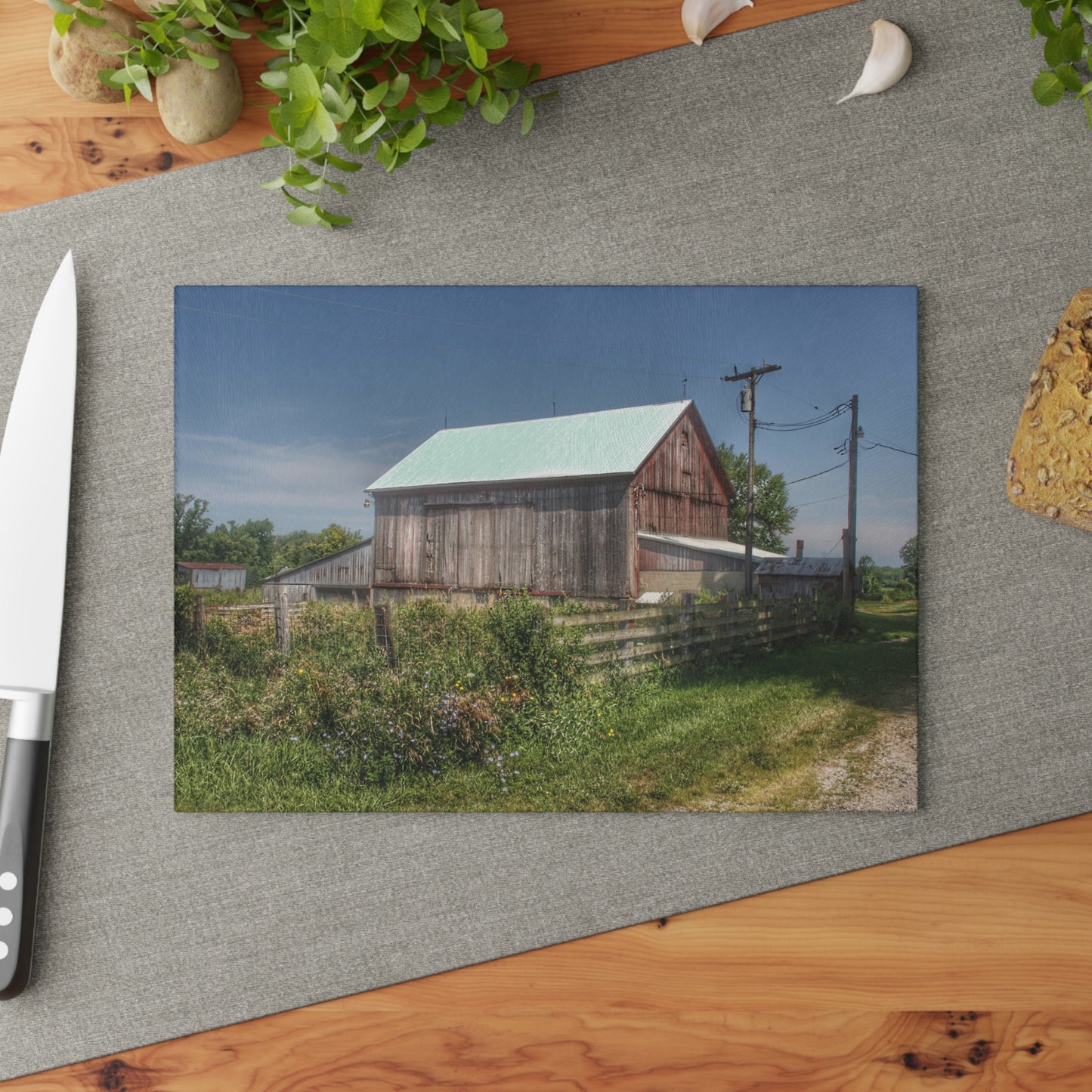 U R There Photography Castle Road Cow Barn I Rustic Farmhouse Tempered-Glass Cutting Board