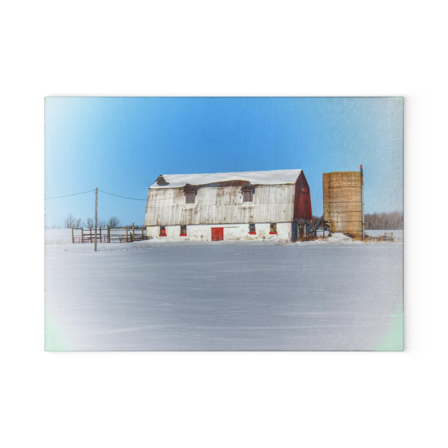 U R There Photography Bay City - Forestville Block Red Rustic Farmhouse Tempered-Glass Cutting Board