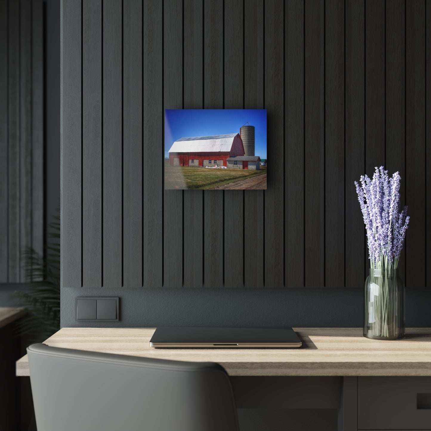 U R There Photography Burt Road Red and Silo Rustic Farmhouse Acrylic Wall Print