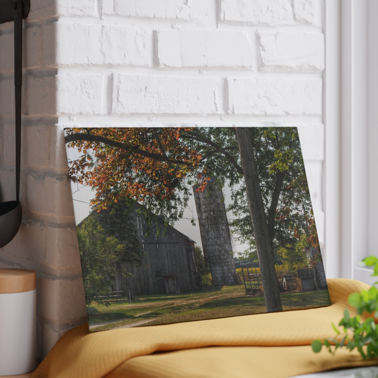 U R There Photography Hidden Grey of Tuscola Rustic Farmhouse Tempered-Glass Cutting Board