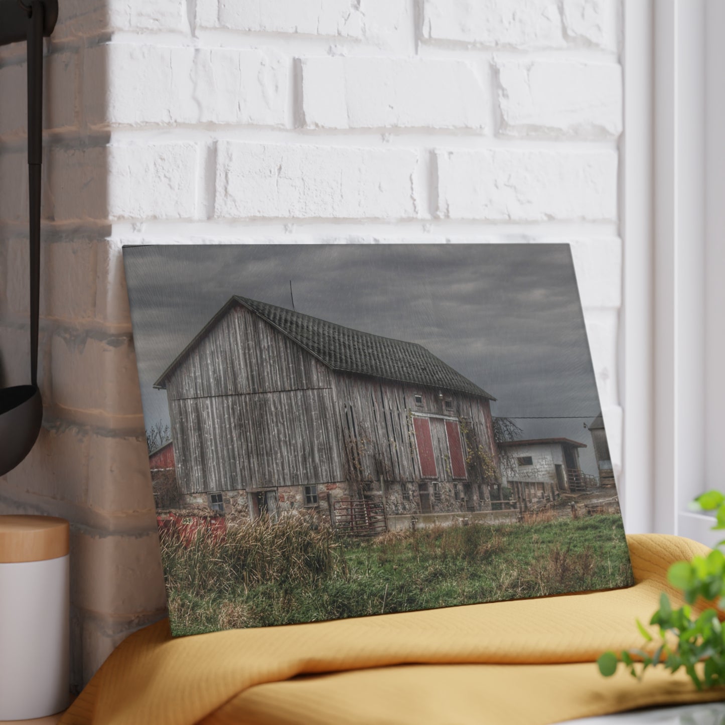 U R There Photography Swaffer Road Grey Rustic Farmhouse Tempered-Glass Cutting Board