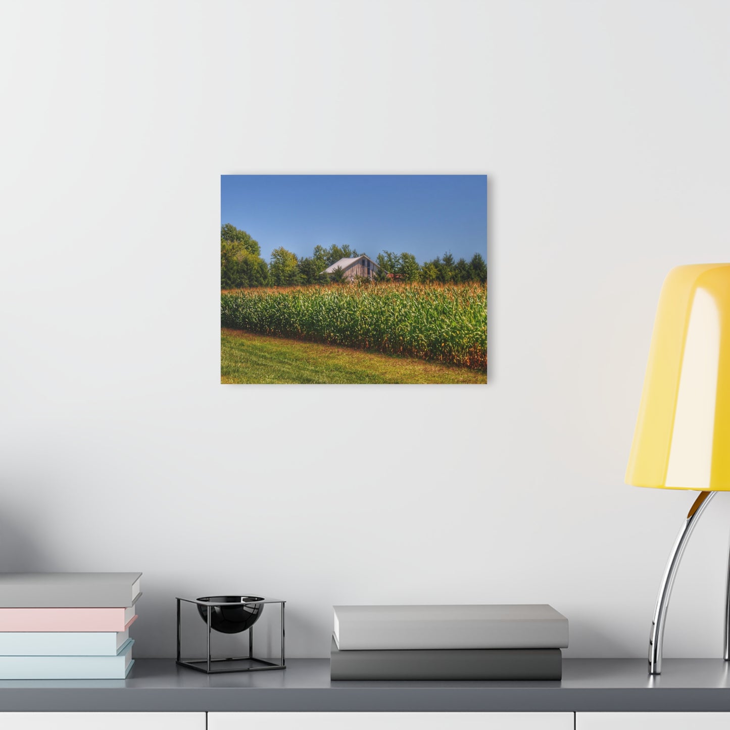 U R There Photography Beyond the Corn on Birch Road Run Rustic Farmhouse Acrylic Wall Print 14 "x 11