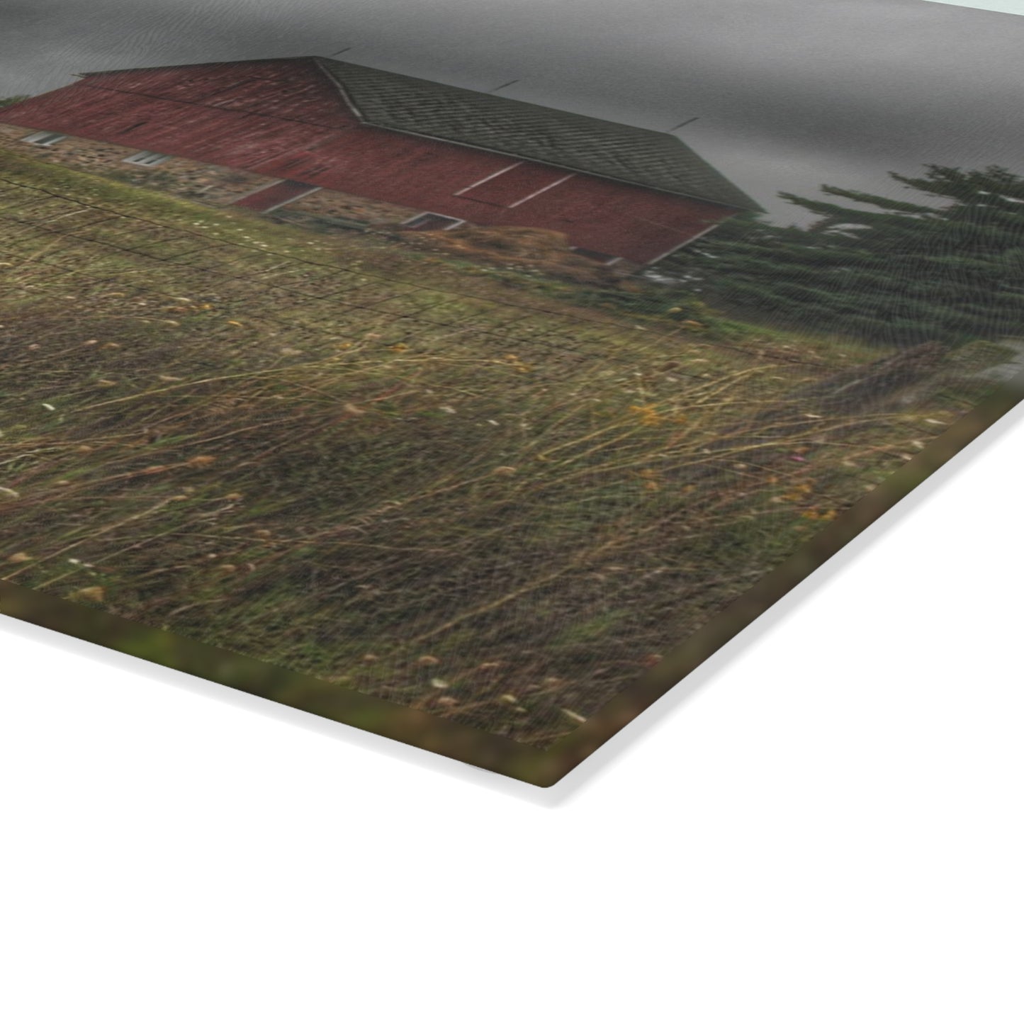 U R There Photography Stone Red Rustic Farmhouse Tempered-Glass Cutting Board