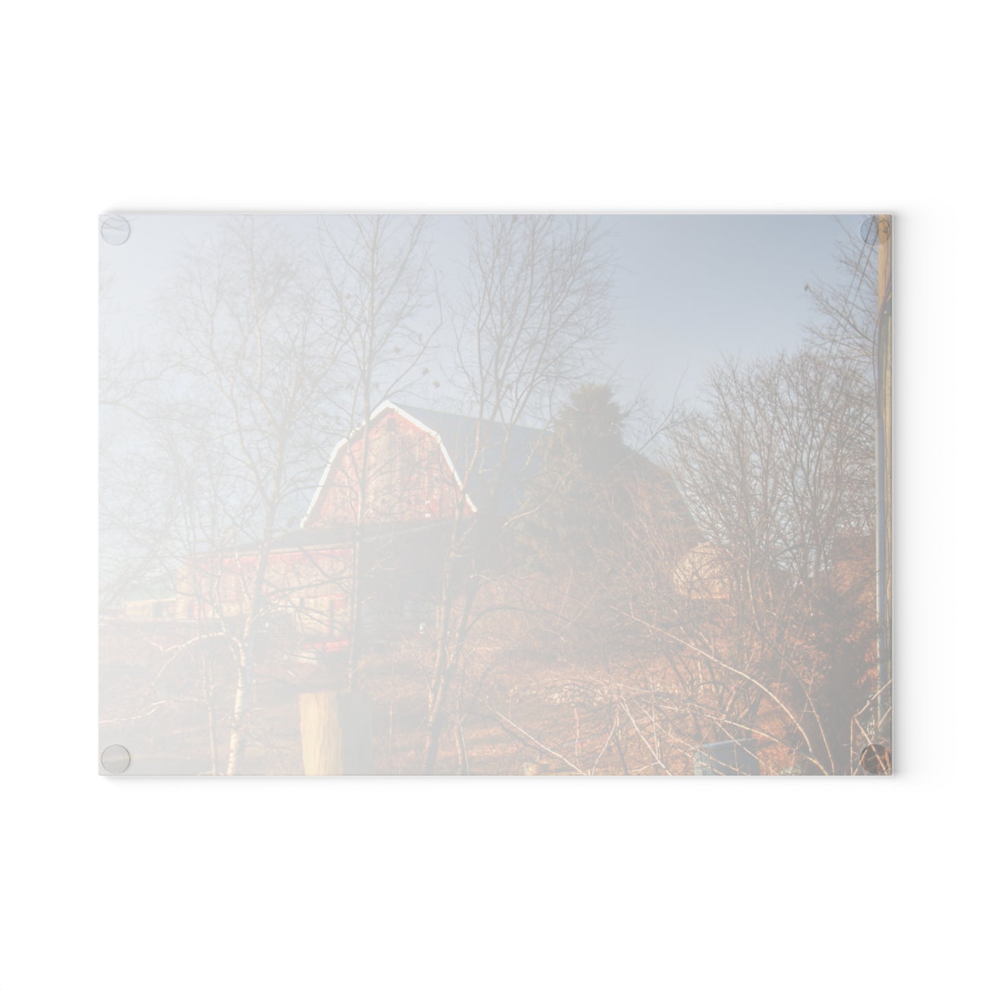 U R There Photography Otter Lake Road Hillside Red Rustic Farmhouse Tempered-Glass Cutting Board