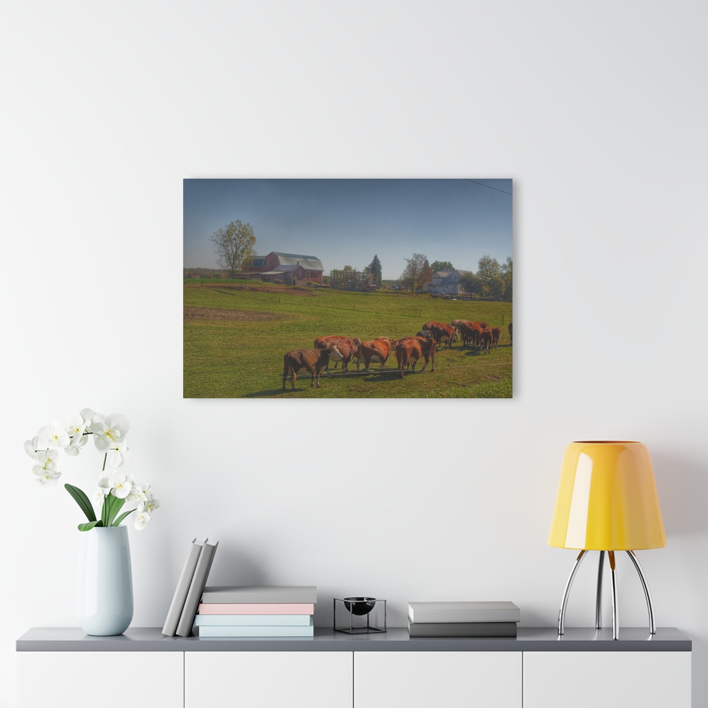 U R There Photography Plain Road Farm and Cows Rustic Farmhouse Acrylic Wall Print