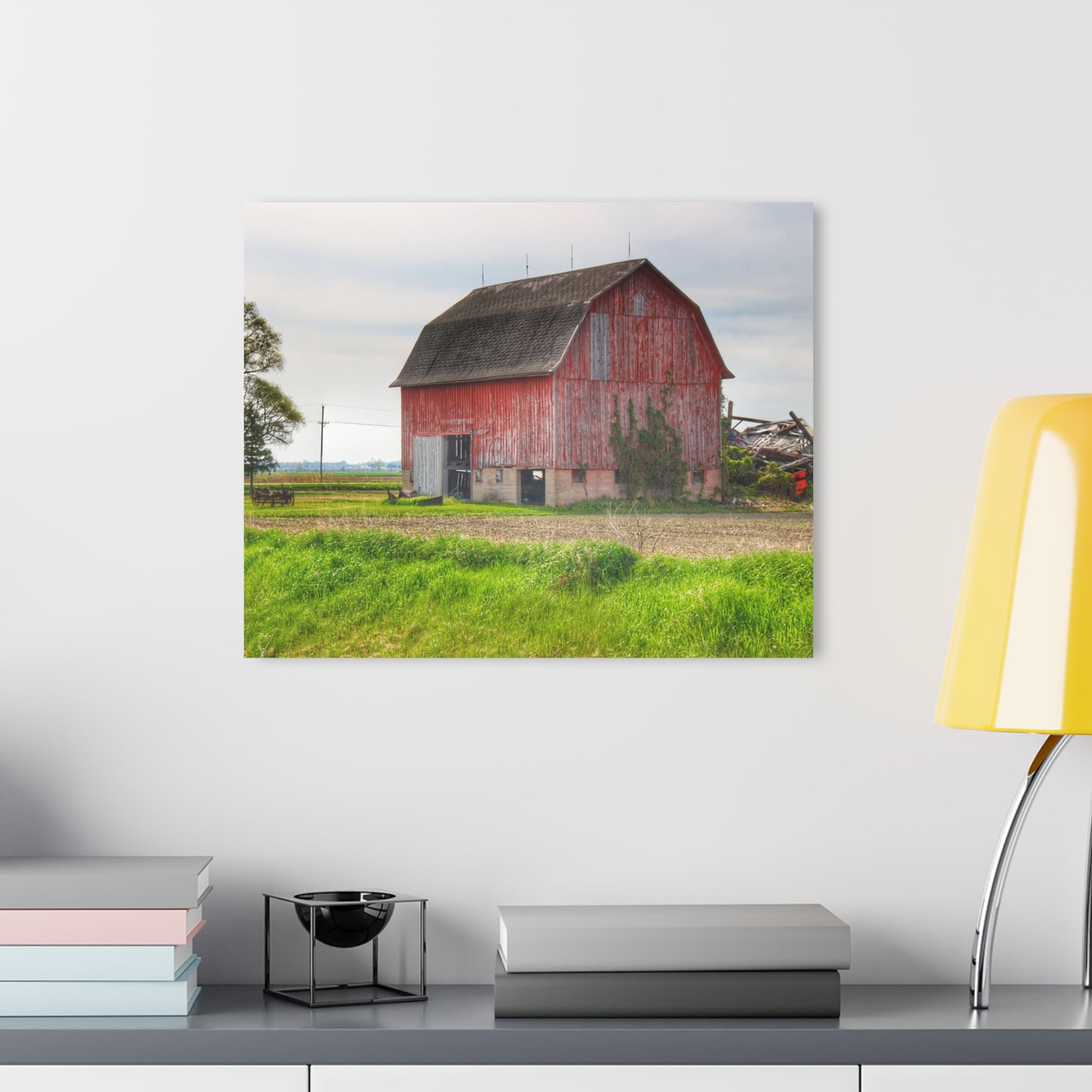 U R There Photography Unionville Elmwood Road Red II Rustic Farmhouse Acrylic Wall Print