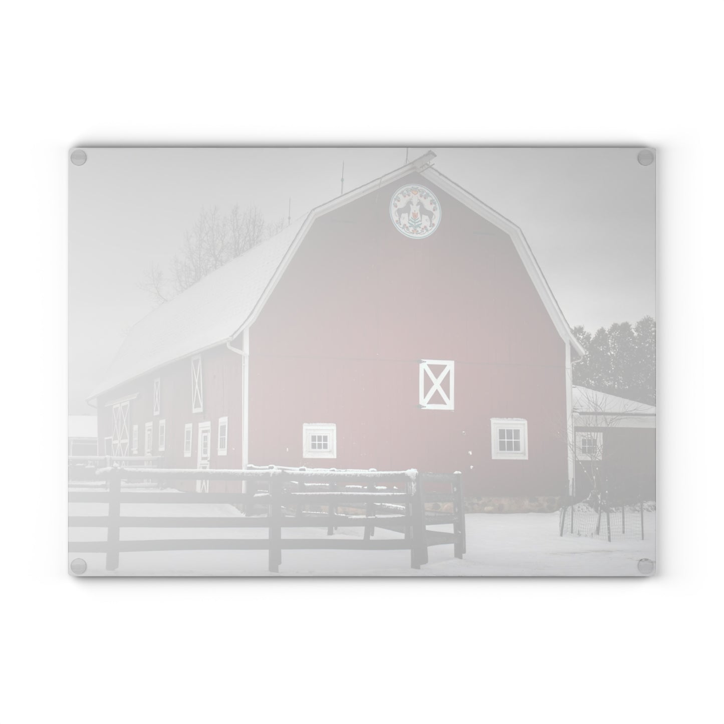 U R There Photography Barns of Barber Road III Rustic Farmhouse Tempered-Glass Cutting Board