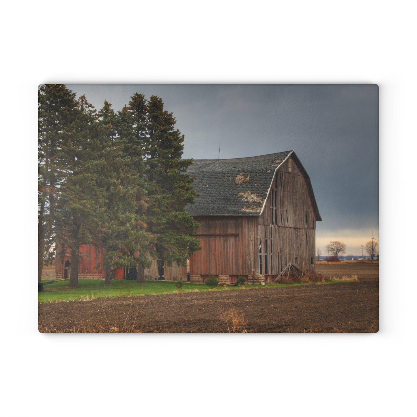 U R There Photography Owendale Red Rustic Farmhouse Tempered-Glass Cutting Board