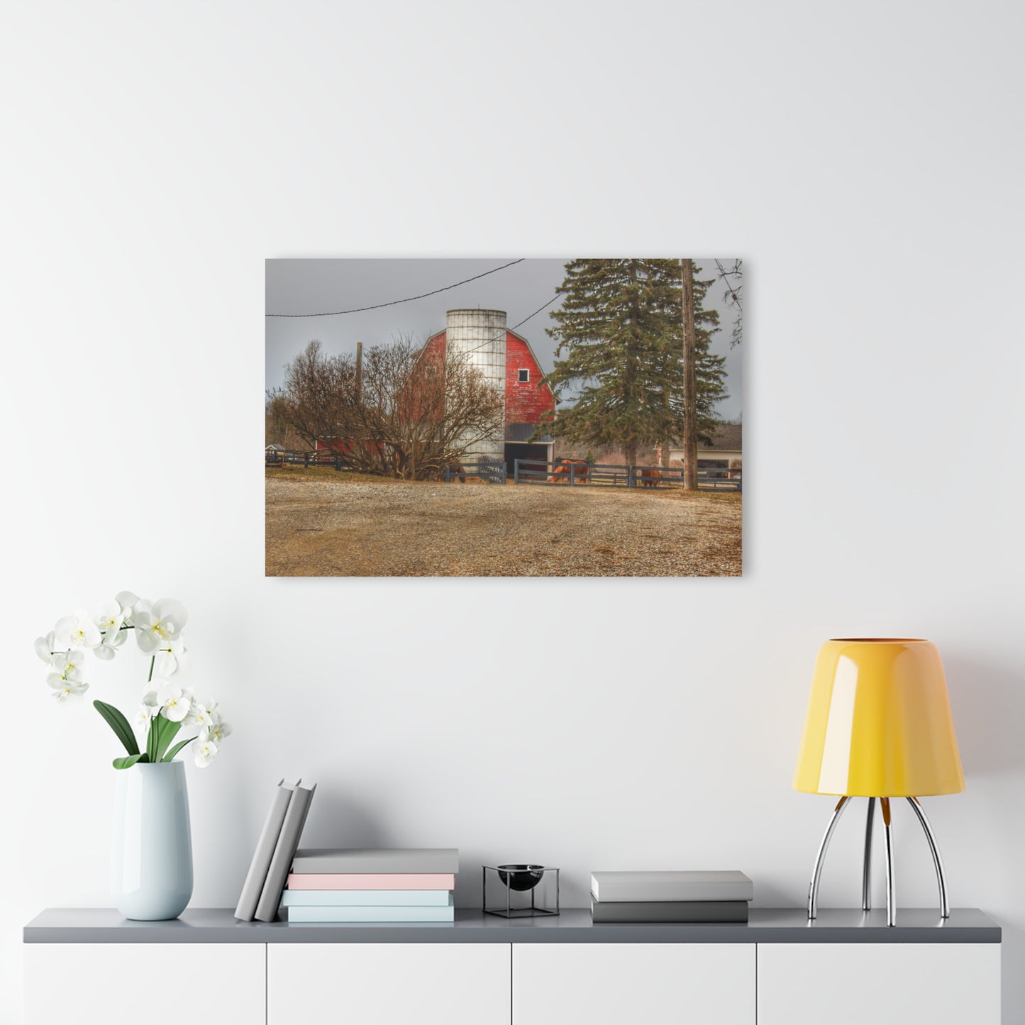 U R There Photography Blood Road Red and Horses Rustic Farmhouse Acrylic Wall Print