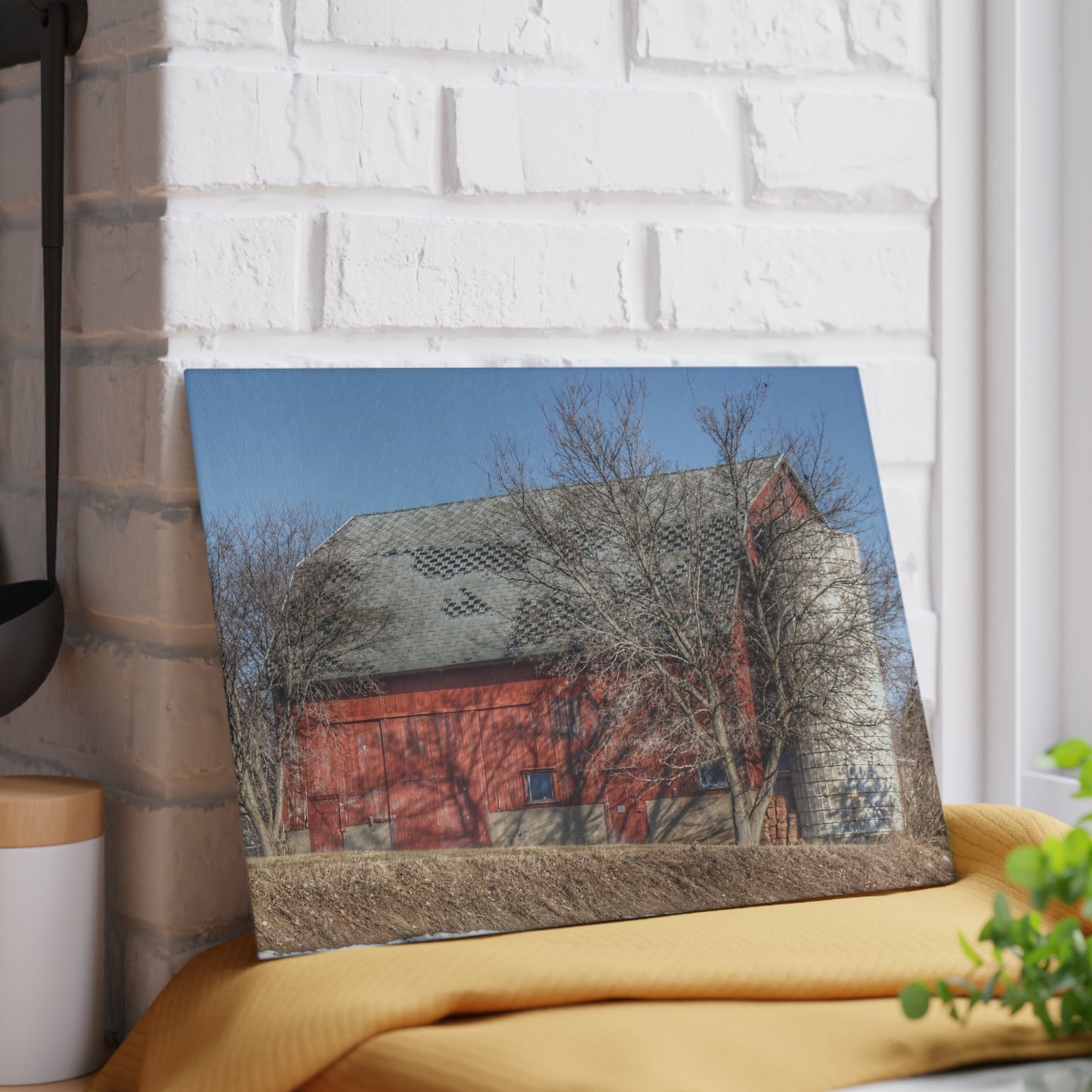 U R There Photography Van Dyke Red II Rustic Farmhouse Tempered-Glass Cutting Board