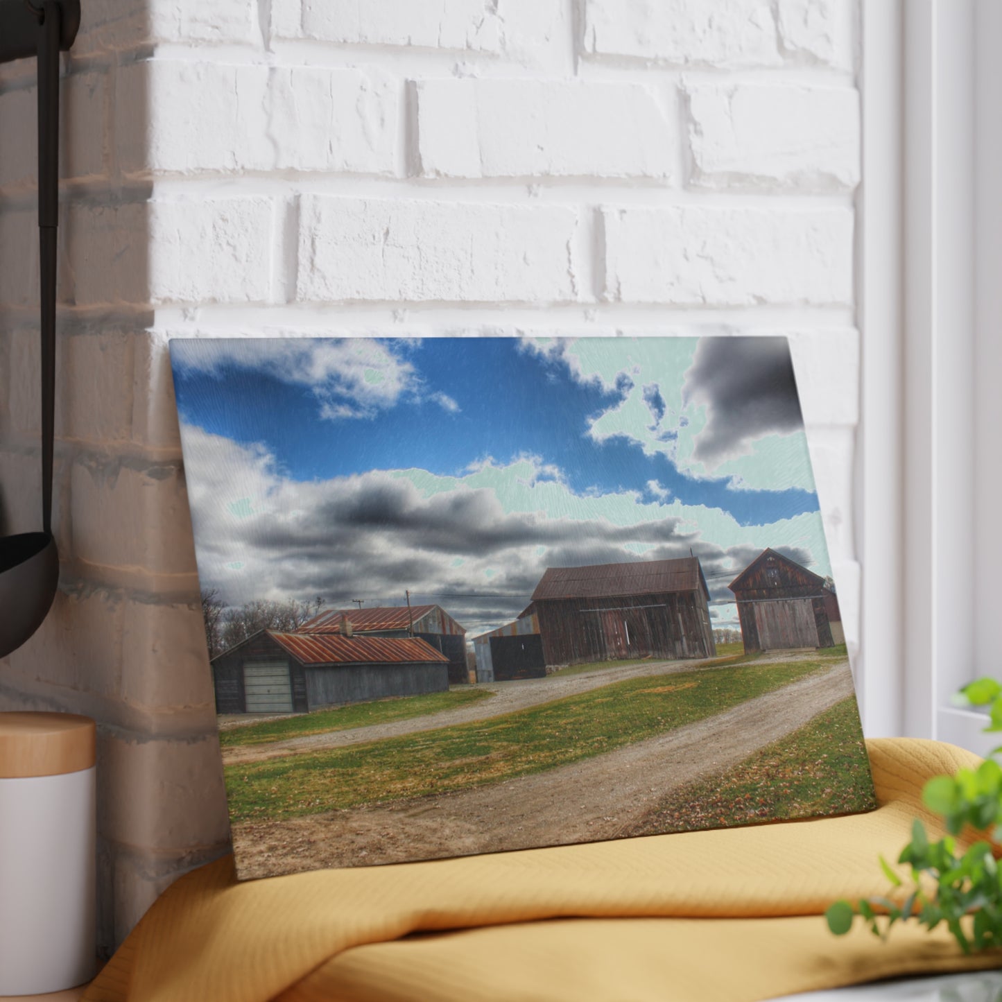 U R There Photography Buckhorn Lake Road Centennial Farm Rustic Farmhouse Tempered-Glass Cutting Board