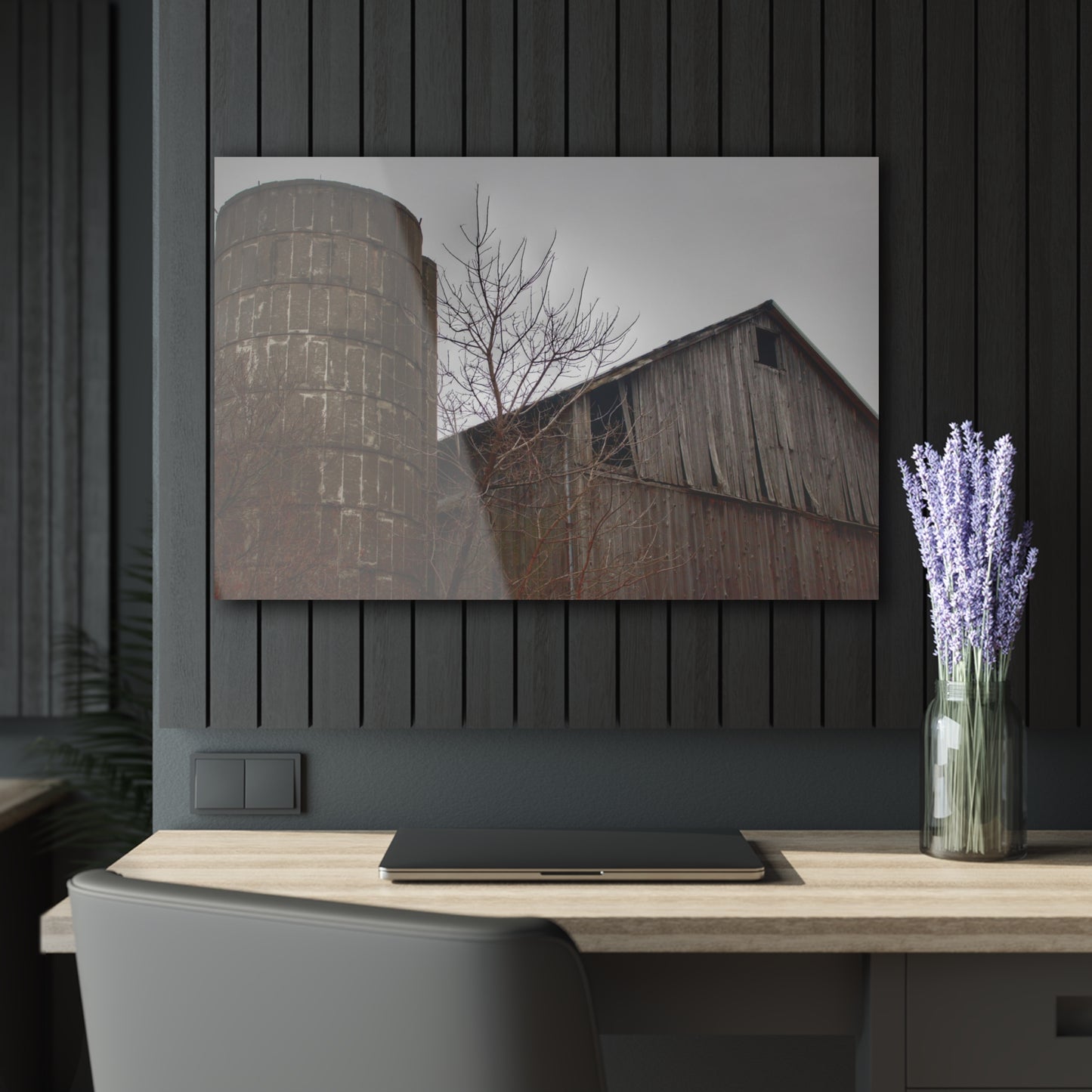 U R There Photography Brandon Hill Grey Rustic Farmhouse Acrylic Wall Print