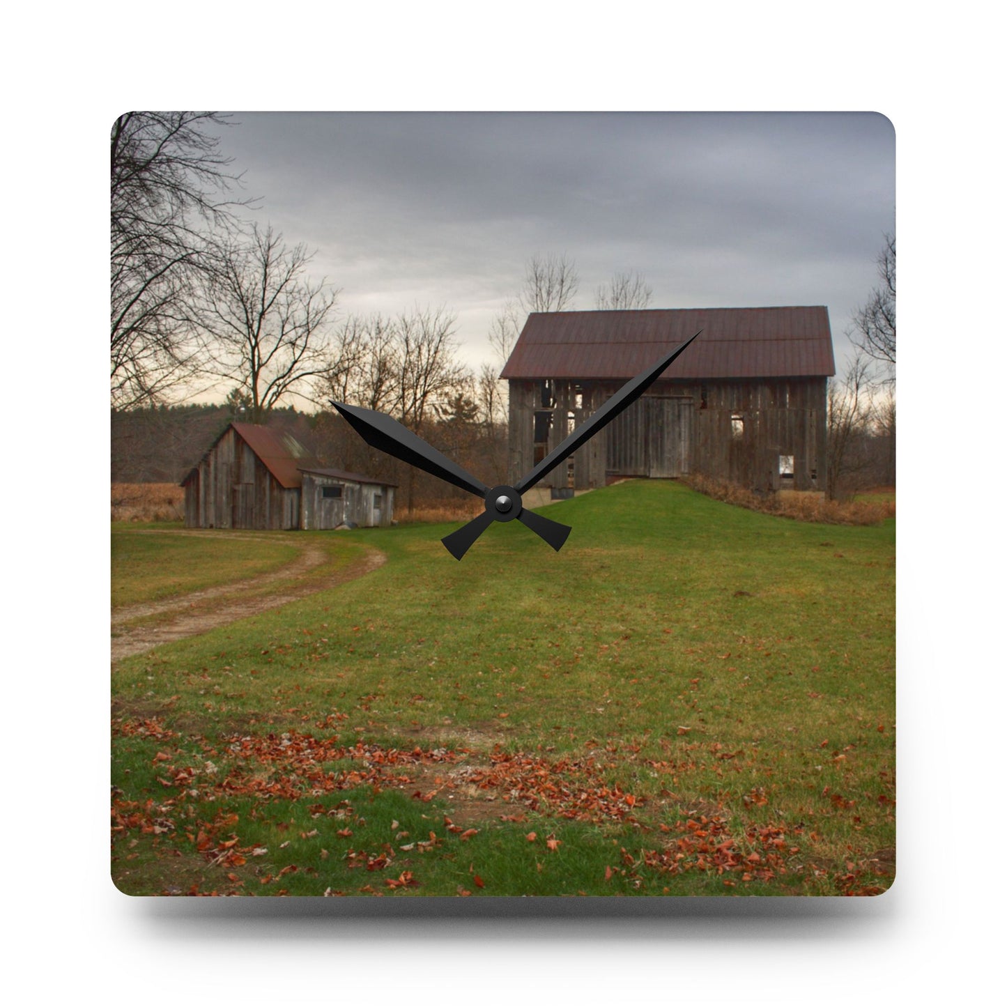 U R There Photography Roadside Greys of Carsonville Rustic Farmhouse Acrylic Analog Wall Clock