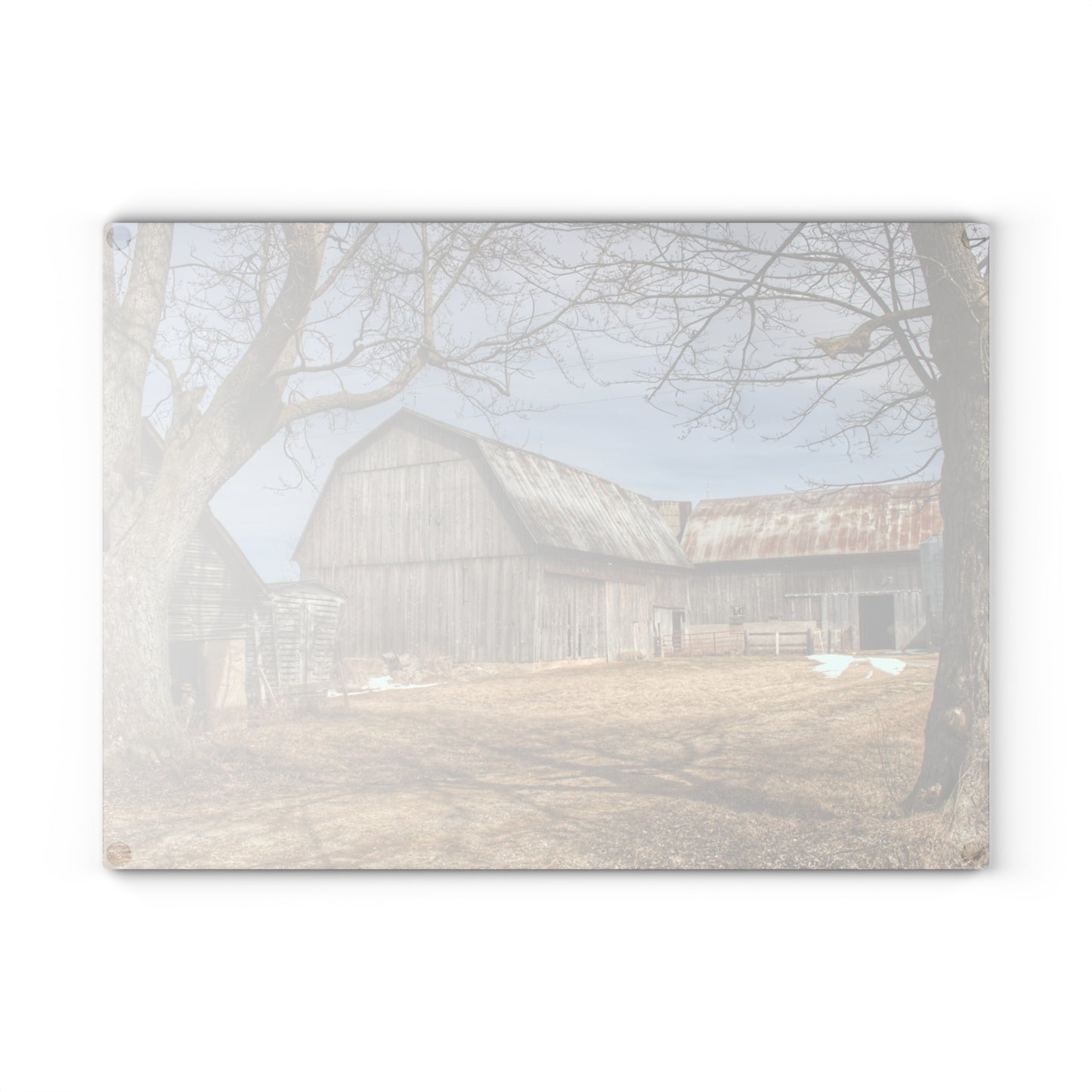 U R There Photography Church Road Greys Rustic Farmhouse Tempered-Glass Cutting Board