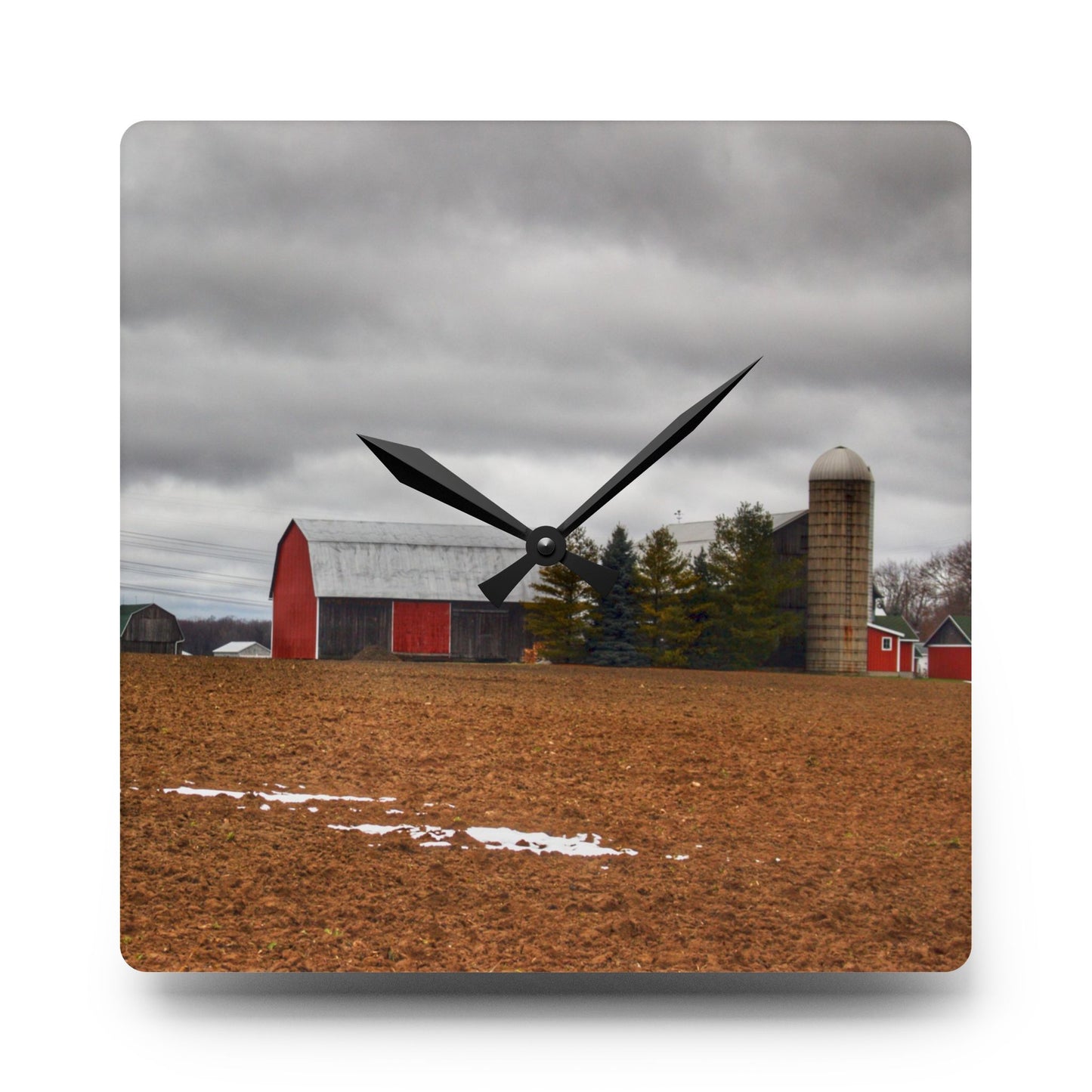 U R There Photography Ormes Road Old Grey Rustic Farmhouse Acrylic Analog Wall Clock