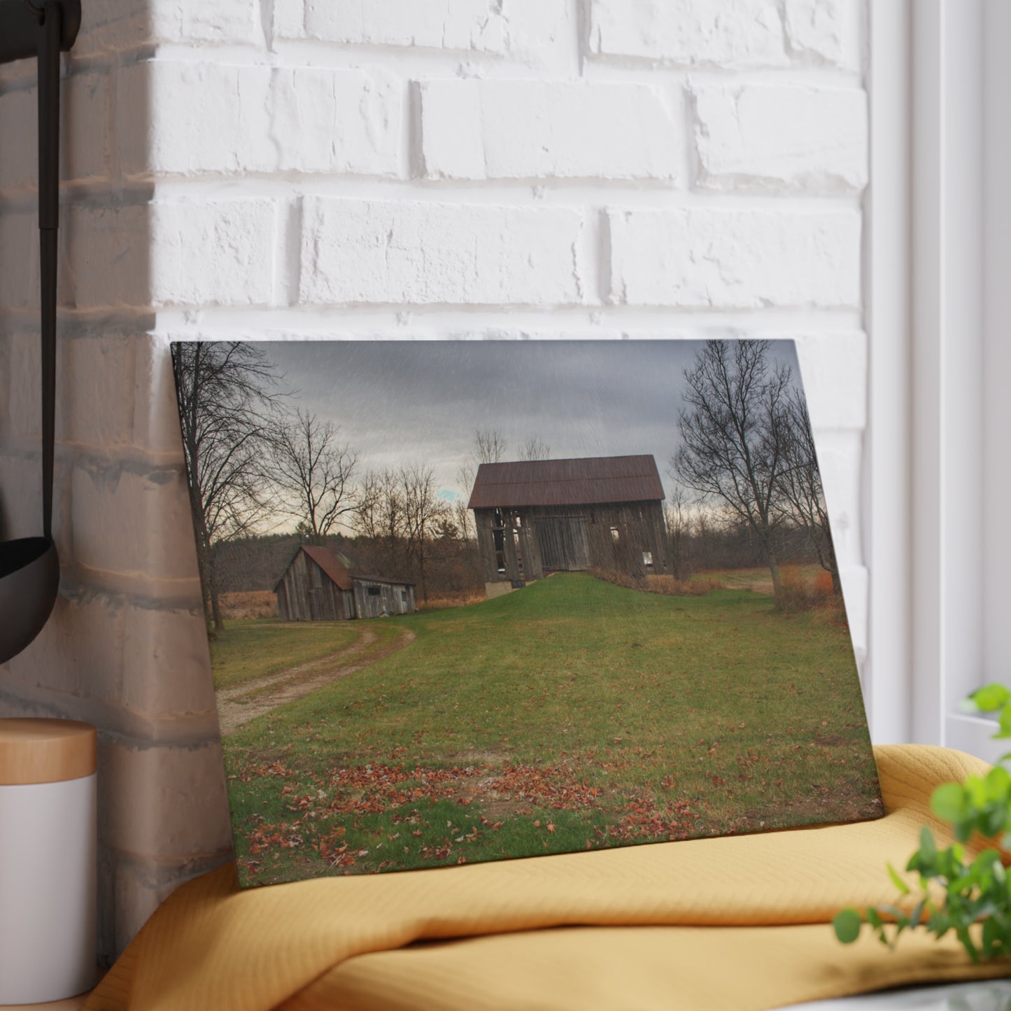 U R There Photography Roadside Greys of Carsonville Rustic Farmhouse Tempered-Glass Cutting Board