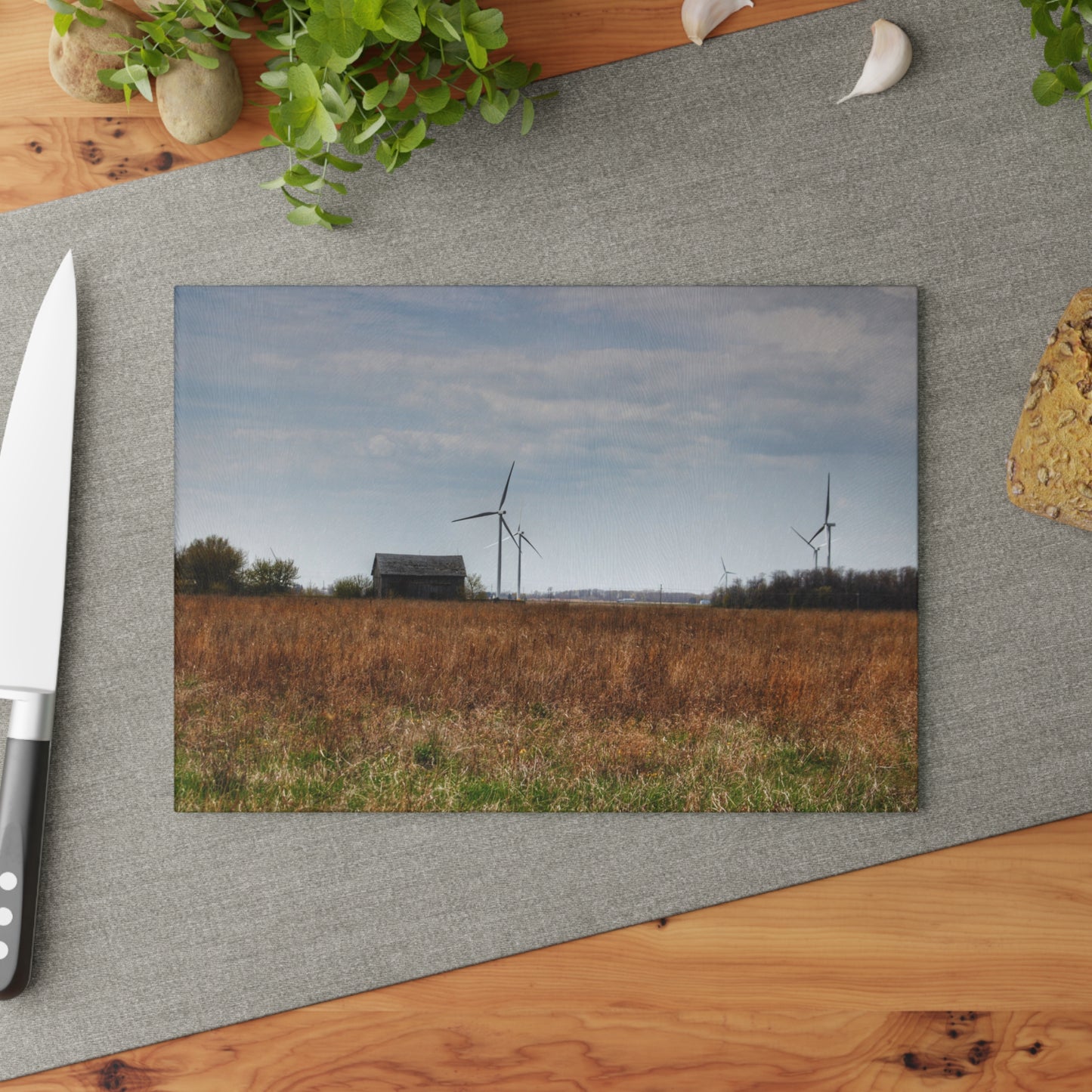 U R There Photography Surin Road Grey Rustic Farmhouse Tempered-Glass Cutting Board