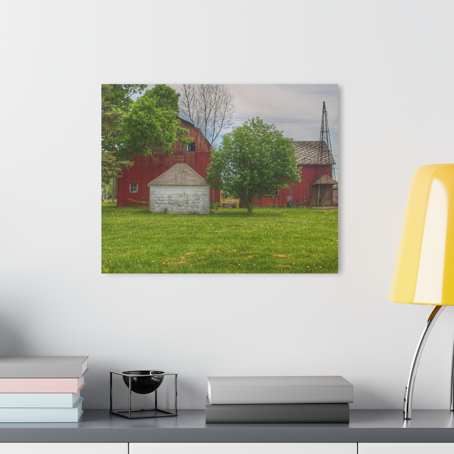 U R There Photography Roods Lake Road Red I Rustic Farmhouse Acrylic Wall Print