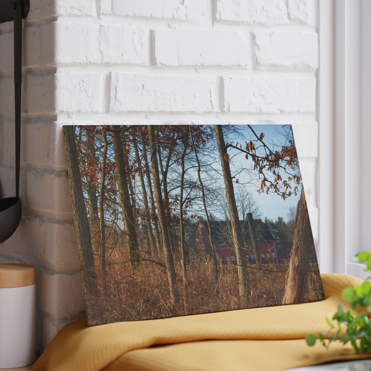 U R There Photography Blood Road Red II Rustic Farmhouse Tempered-Glass Cutting Board