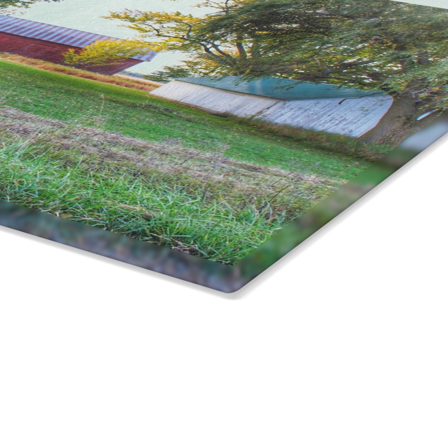 U R There Photography Wilcox Road Reds Rustic Farmhouse Tempered-Glass Cutting Board