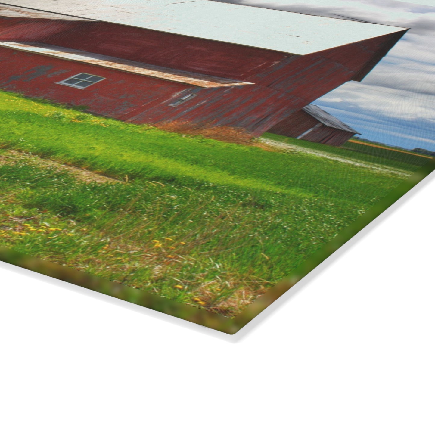 U R There Photography Rescue Road Reds Rustic Farmhouse Tempered-Glass Cutting Board