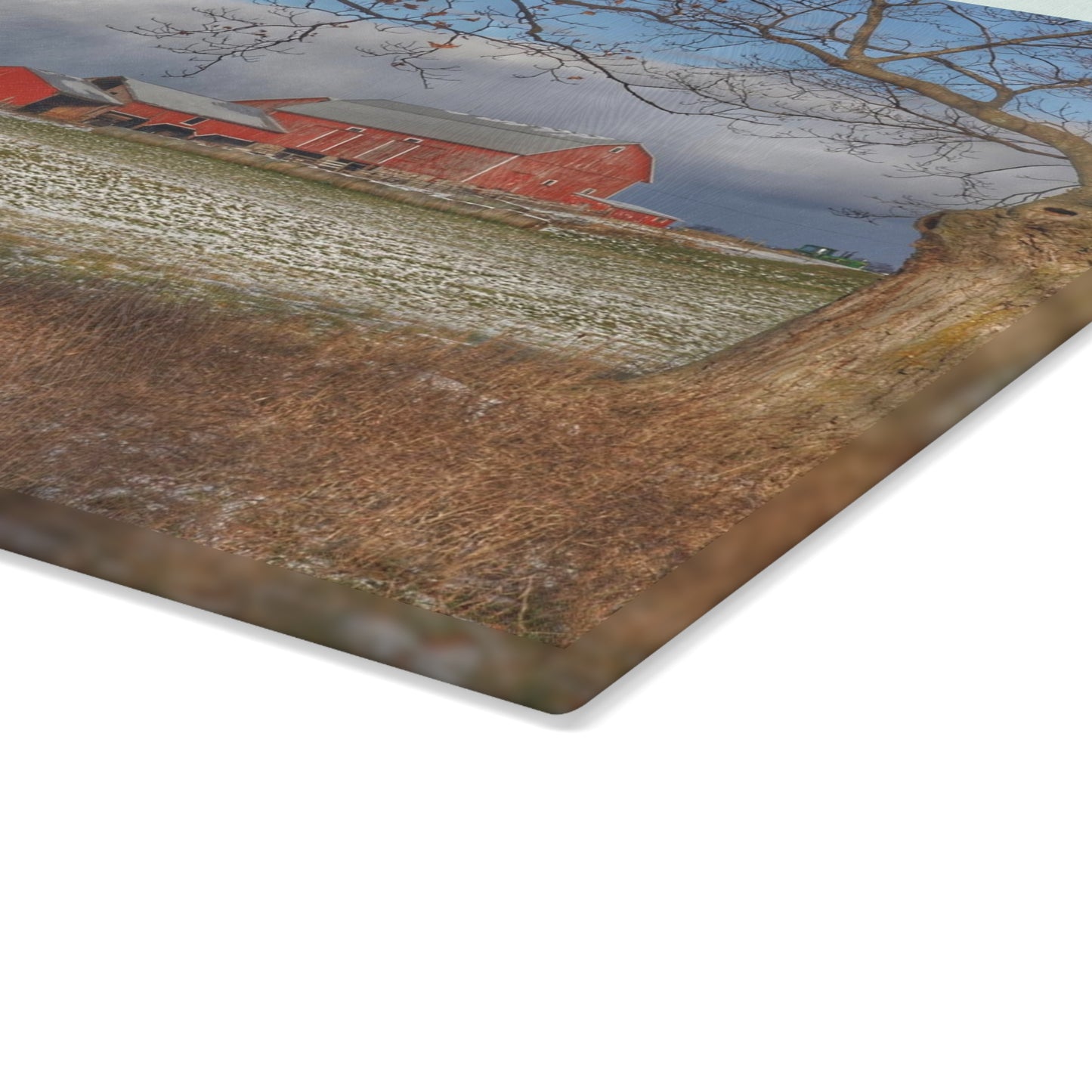 U R There Photography Approaching Storm on Edward Road Rustic Farmhouse Tempered-Glass Cutting Board