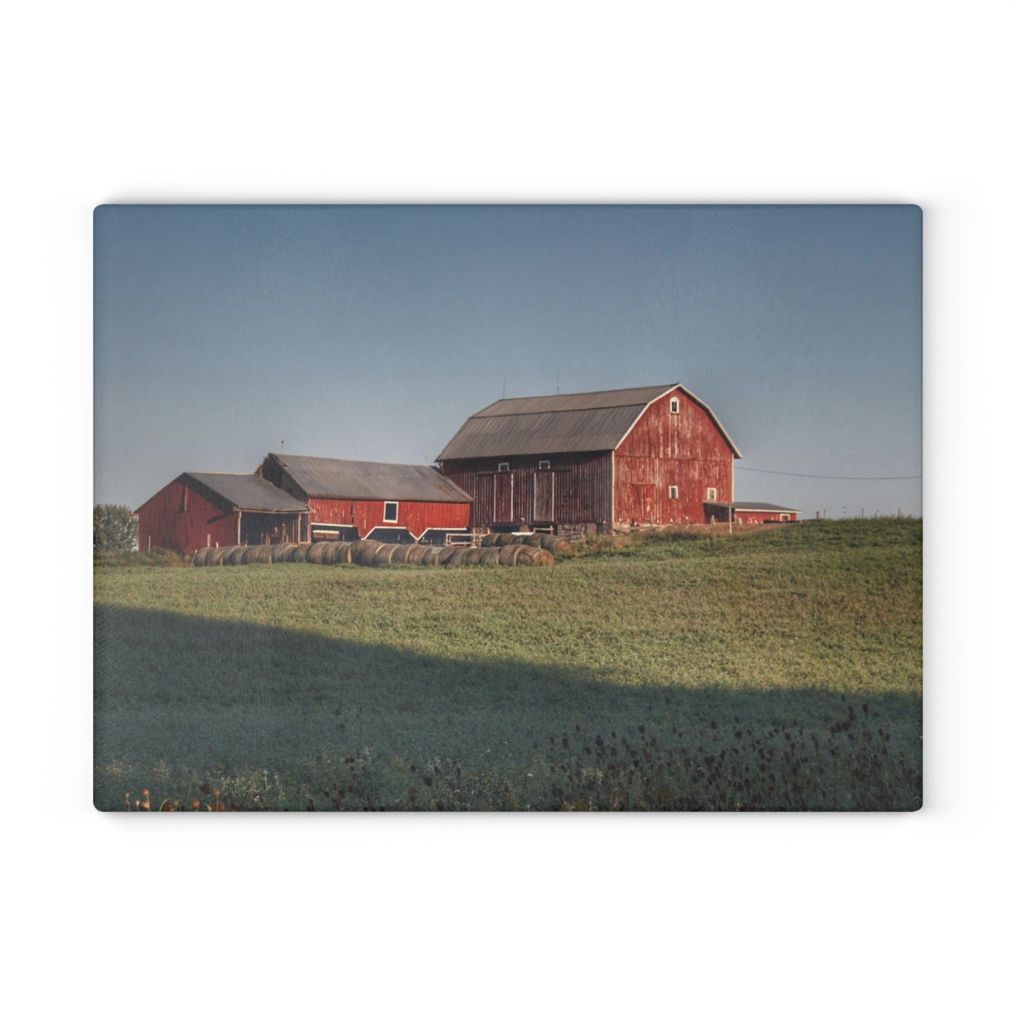 U R There Photography Across the Field in Millington Rustic Farmhouse Tempered-Glass Cutting Board