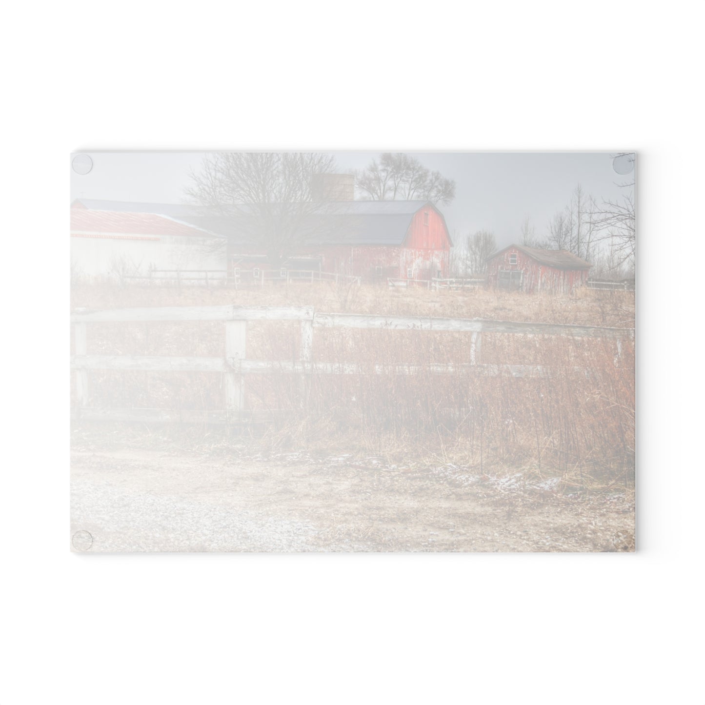 U R There Photography Mound Road Reds Rustic Farmhouse Tempered-Glass Cutting Board