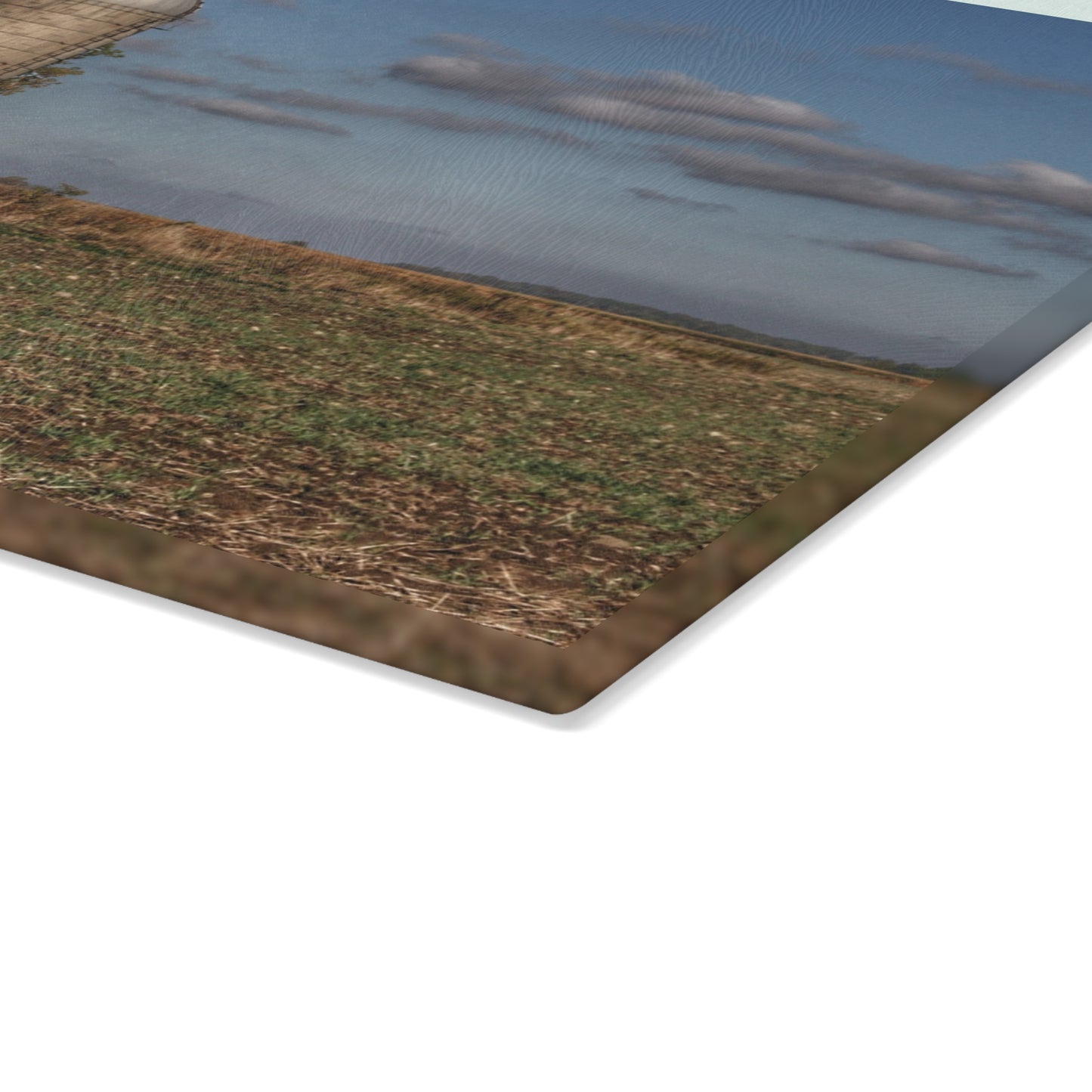 U R There Photography Sheridan Line Road Grey II Rustic Farmhouse Tempered-Glass Cutting Board