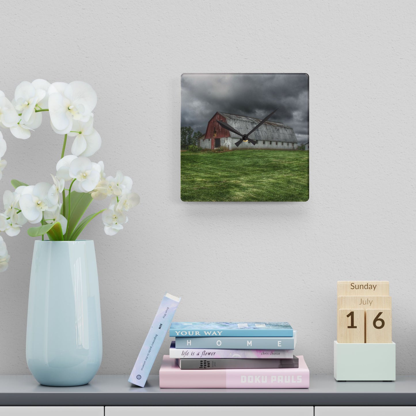 Rustic Farmhouse Wall Clock featuring Peters Red Appaloosa I