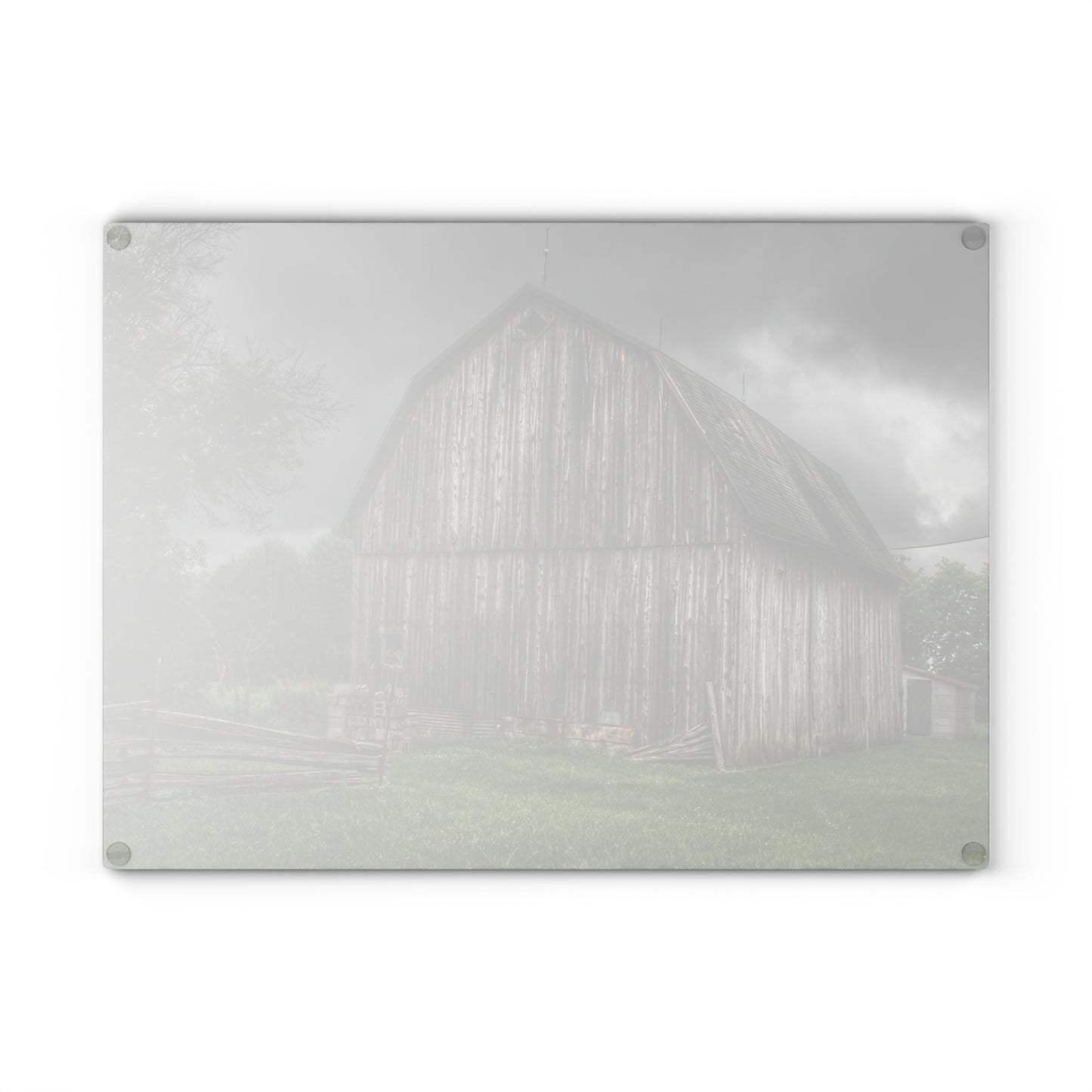 U R There Photography Attica Grey Rustic Farmhouse Tempered-Glass Cutting Board