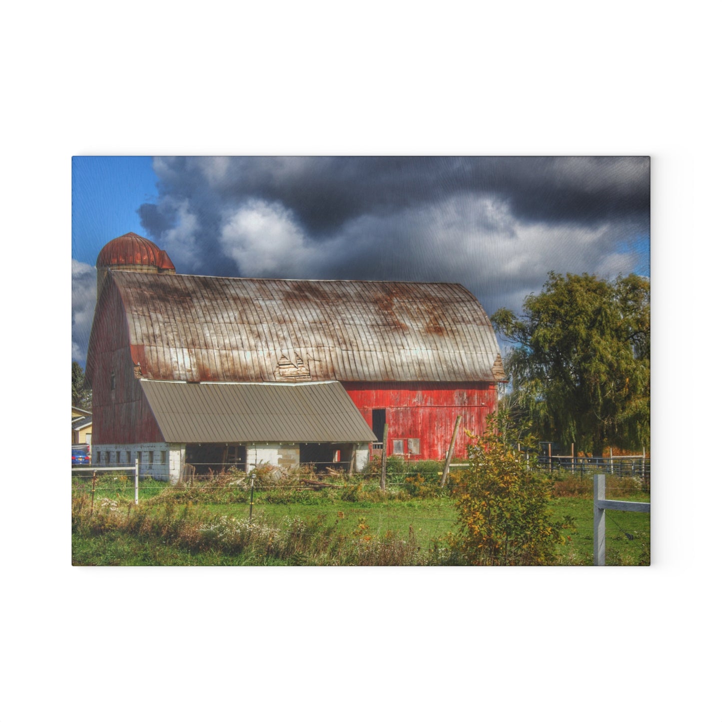 U R There Photography Washburn Rusted Red Rustic Farmhouse Tempered-Glass Cutting Board
