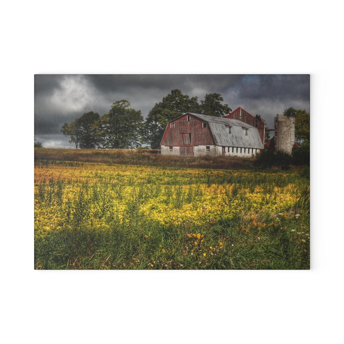 U R There Photography Remnants Rustic Farmhouse Tempered-Glass Cutting Board