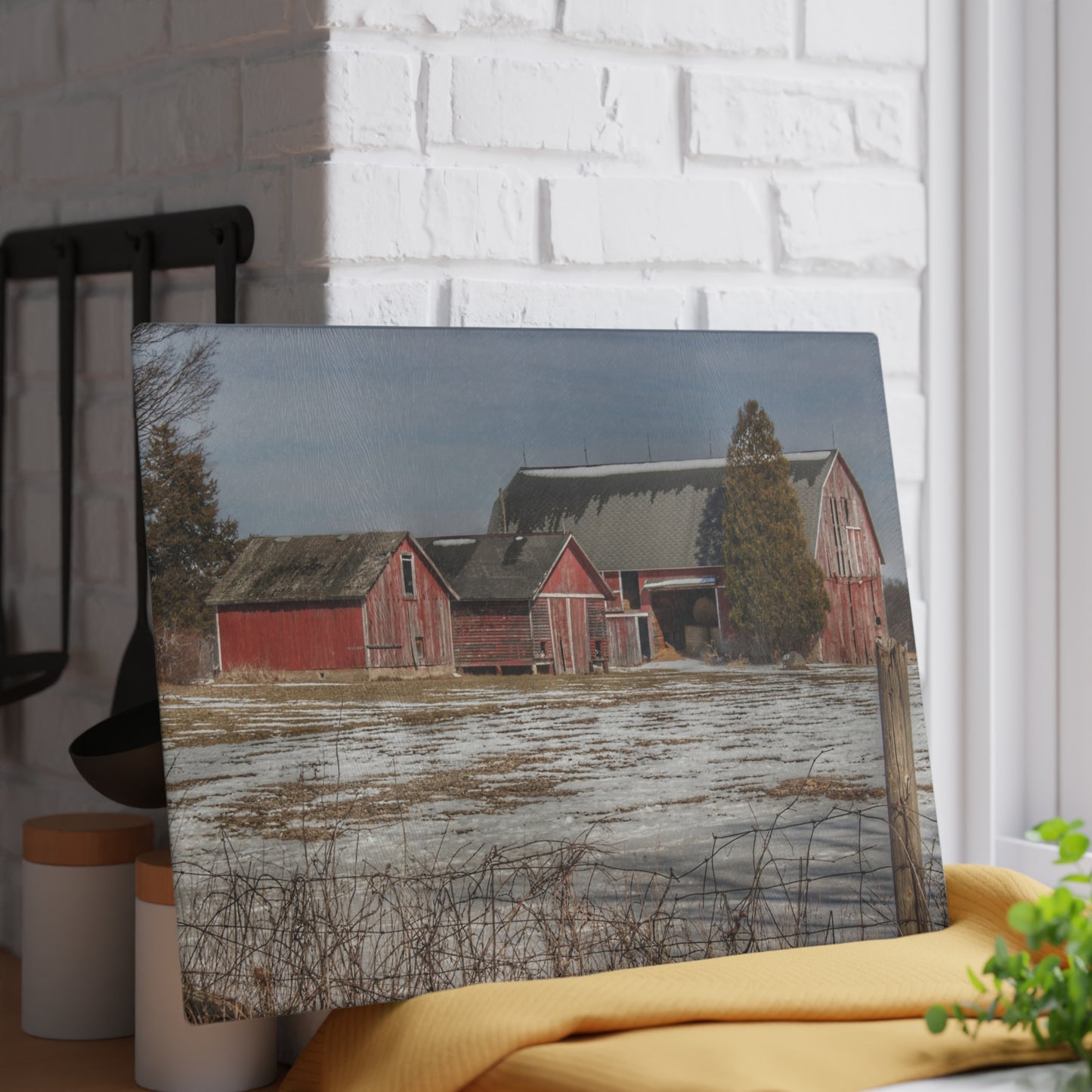 U R There Photography Wilder Road Reds Rustic Farmhouse Tempered-Glass Cutting Board