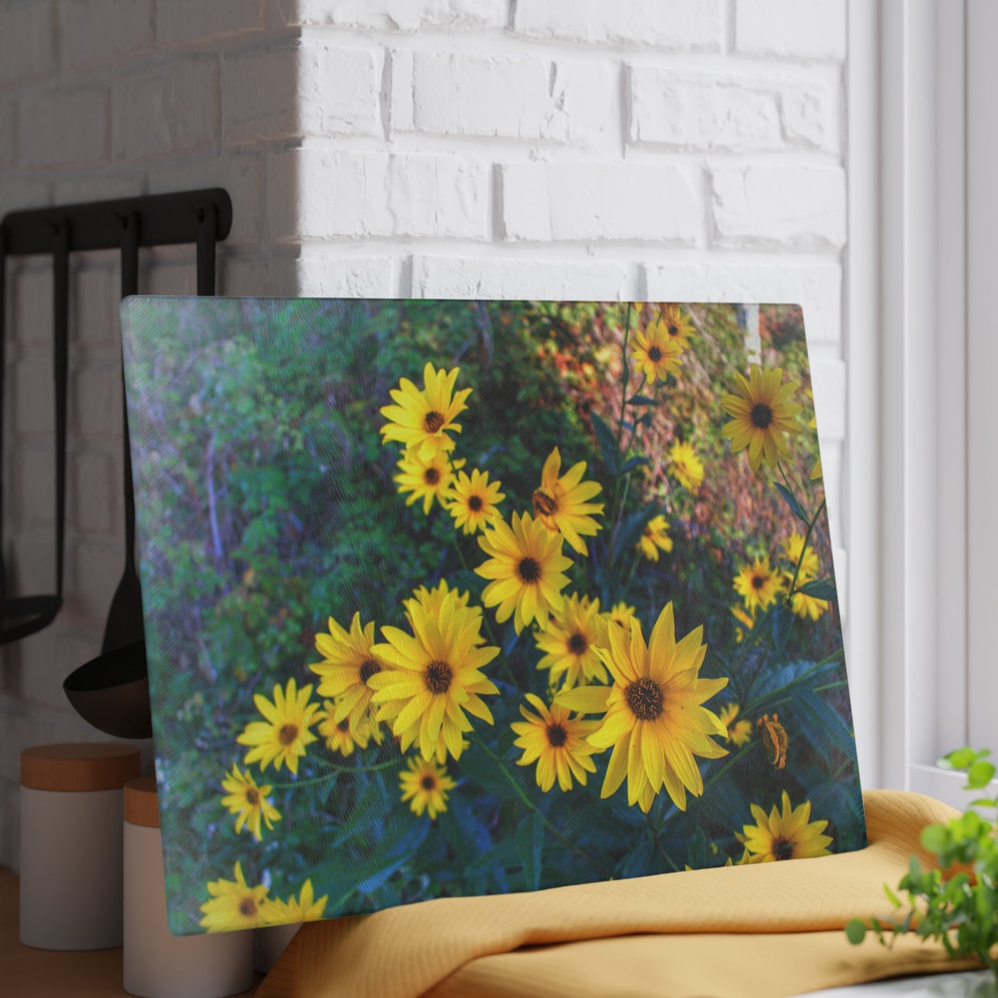 U R There Photography Bursts of Gold Rustic Farmhouse Tempered-Glass Cutting Board
