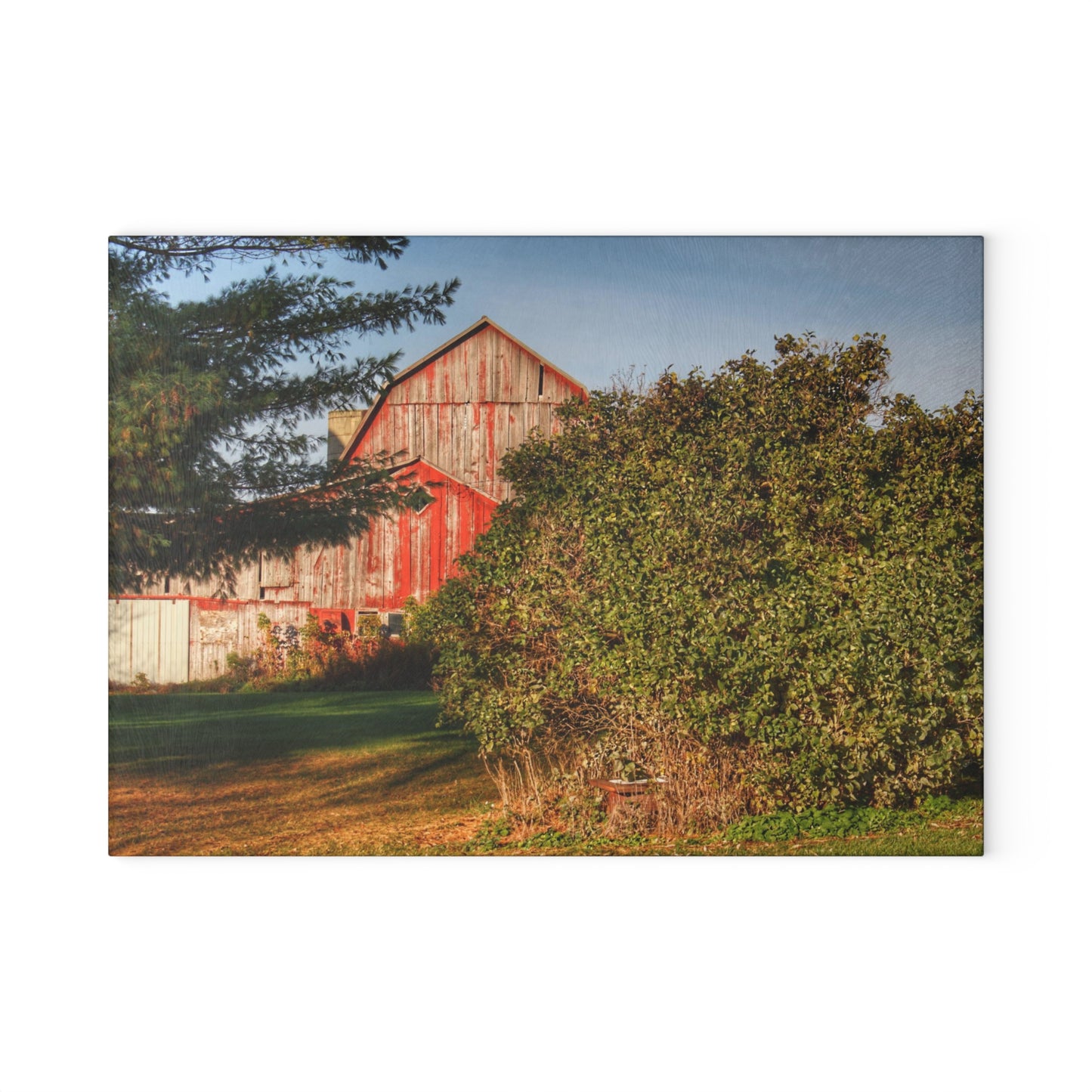 U R There Photography Cade Road Red II Rustic Farmhouse Tempered-Glass Cutting Board