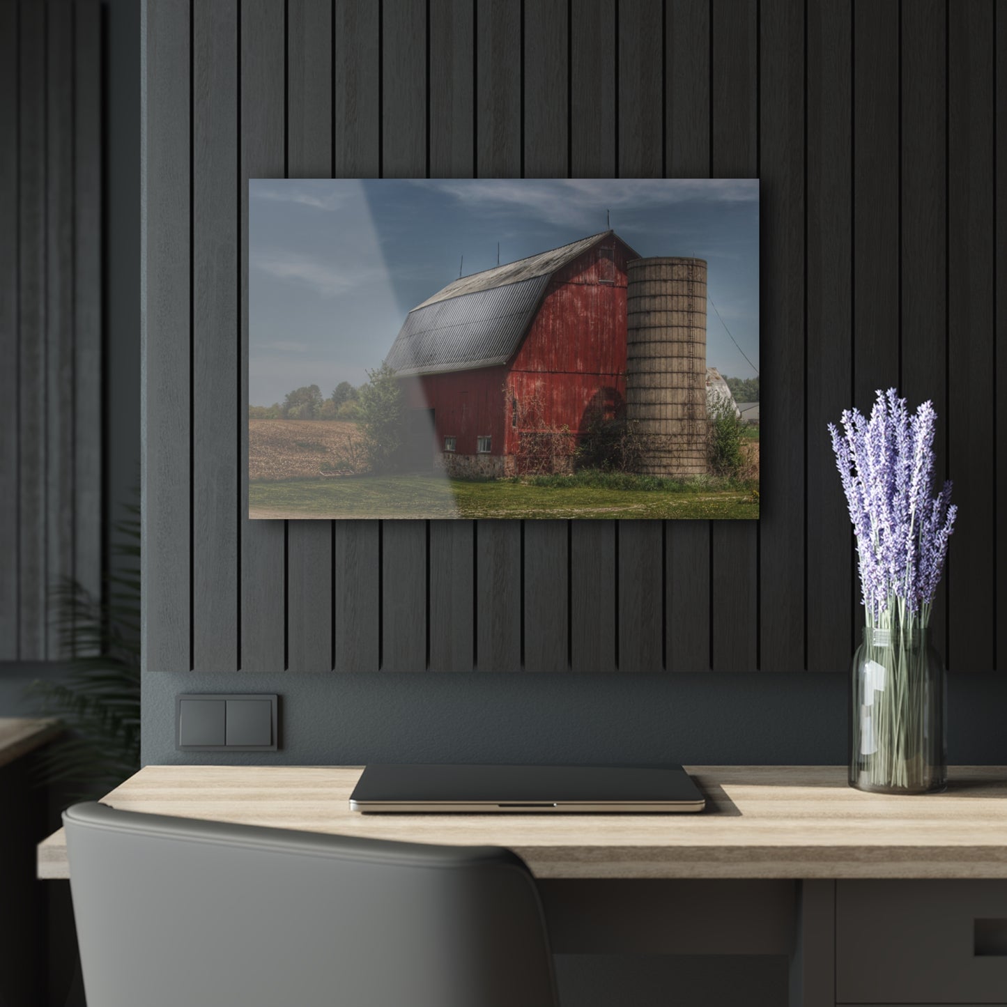 U R There Photography McDowell Road Red Rustic Farmhouse Acrylic Wall Print