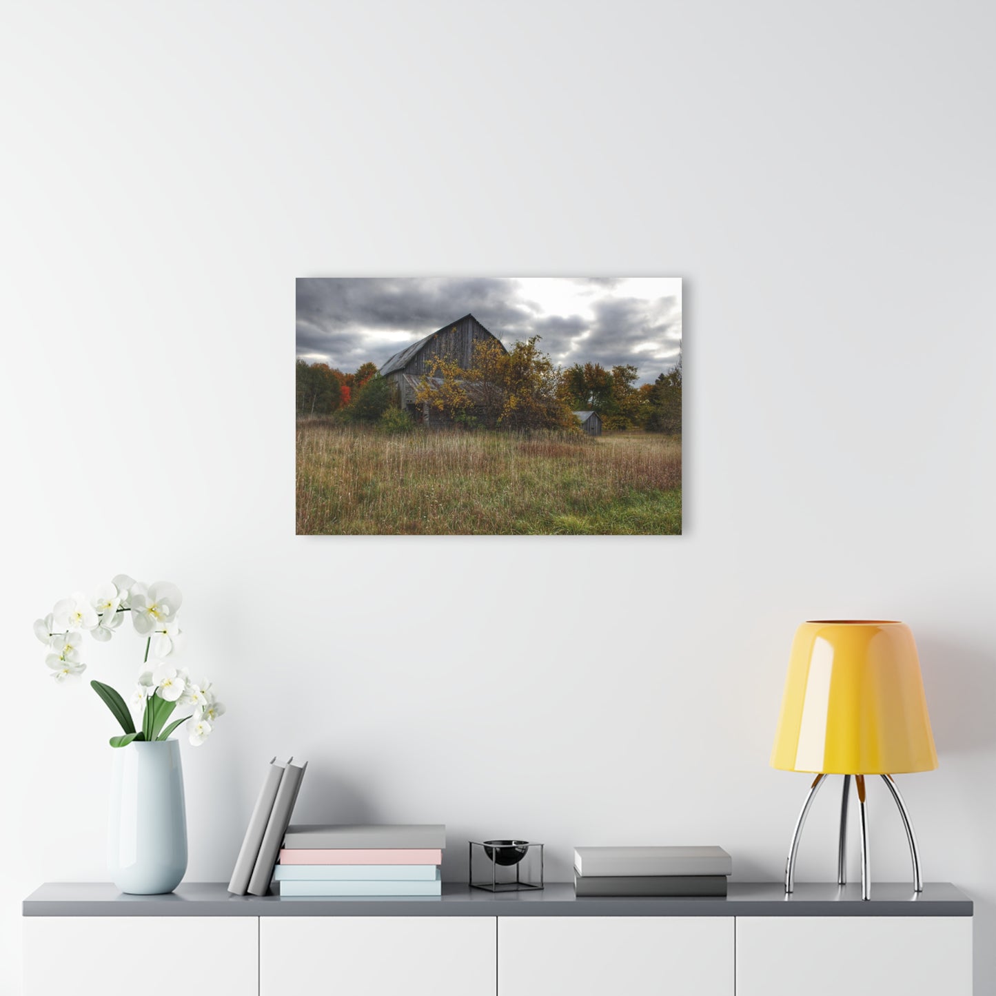 U R There Photography Church Road Grey V Rustic Farmhouse Acrylic Wall Print