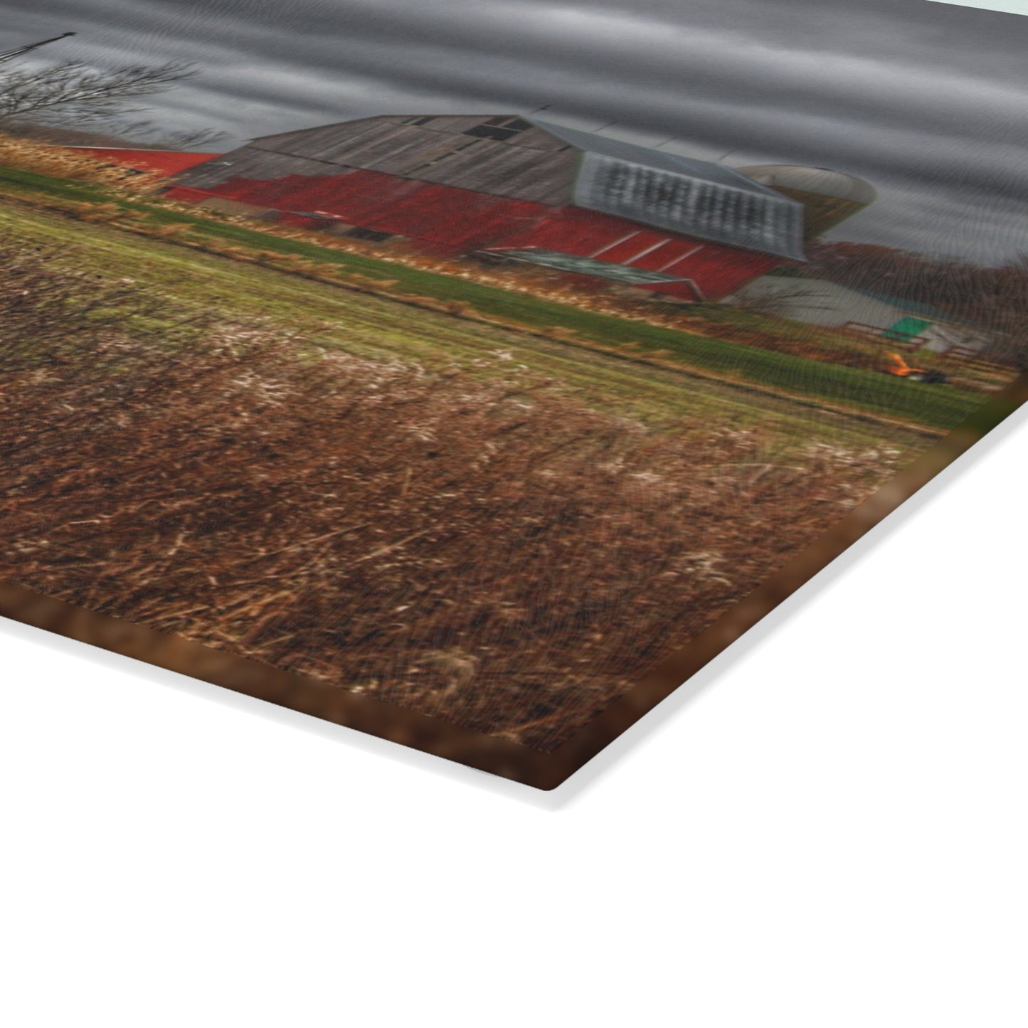 U R There Photography Slattery Road Grey Rustic Farmhouse Tempered-Glass Cutting Board