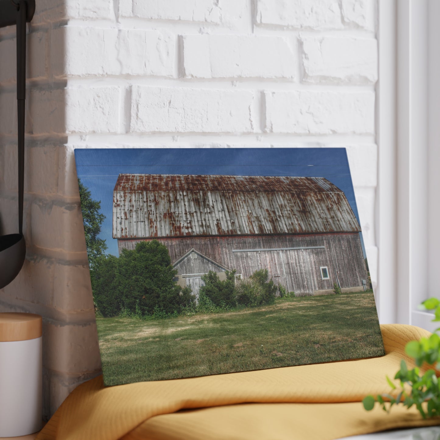 U R There Photography Barkley Road Red in Summer I Rustic Farmhouse Tempered-Glass Cutting Board
