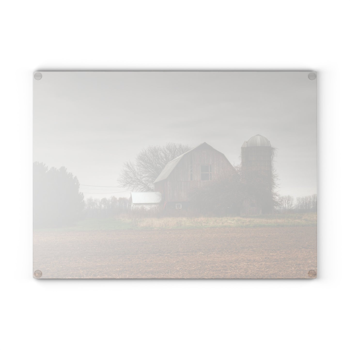 U R There Photography Reinelt Road Red Rustic Farmhouse Tempered-Glass Cutting Board 8"x 11"